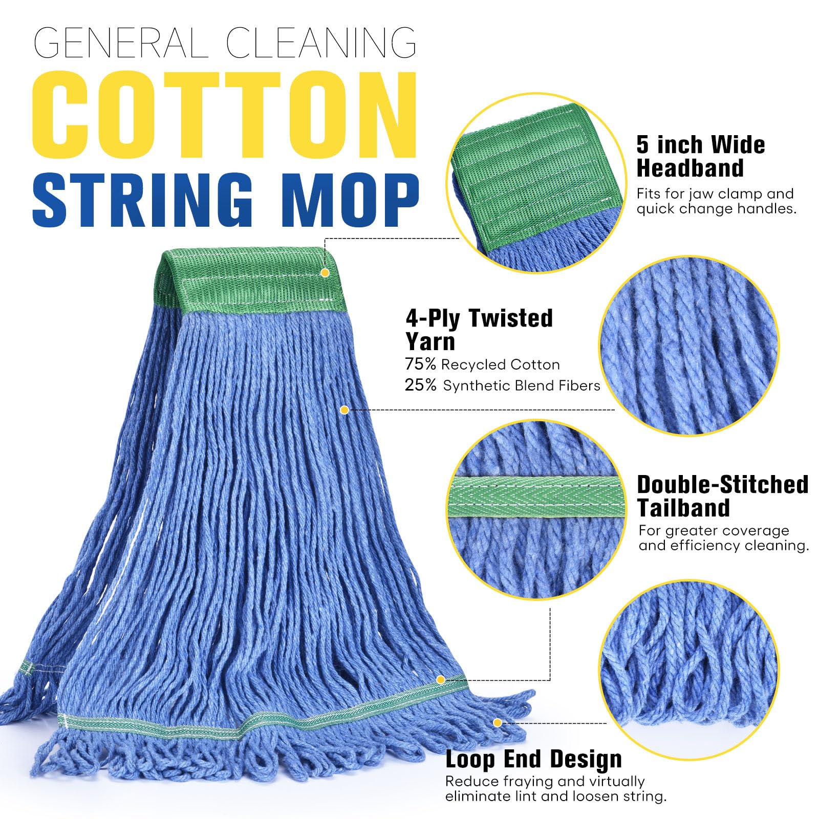 Matthew Cleaning Commercial Mop Head Replacement (6 Count)