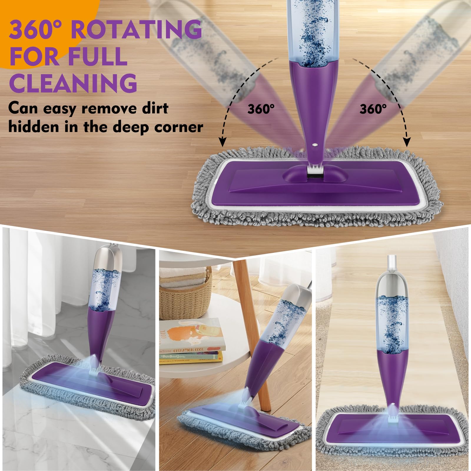Microfiber Spray Mop for Floor Cleaning with Washable Pads