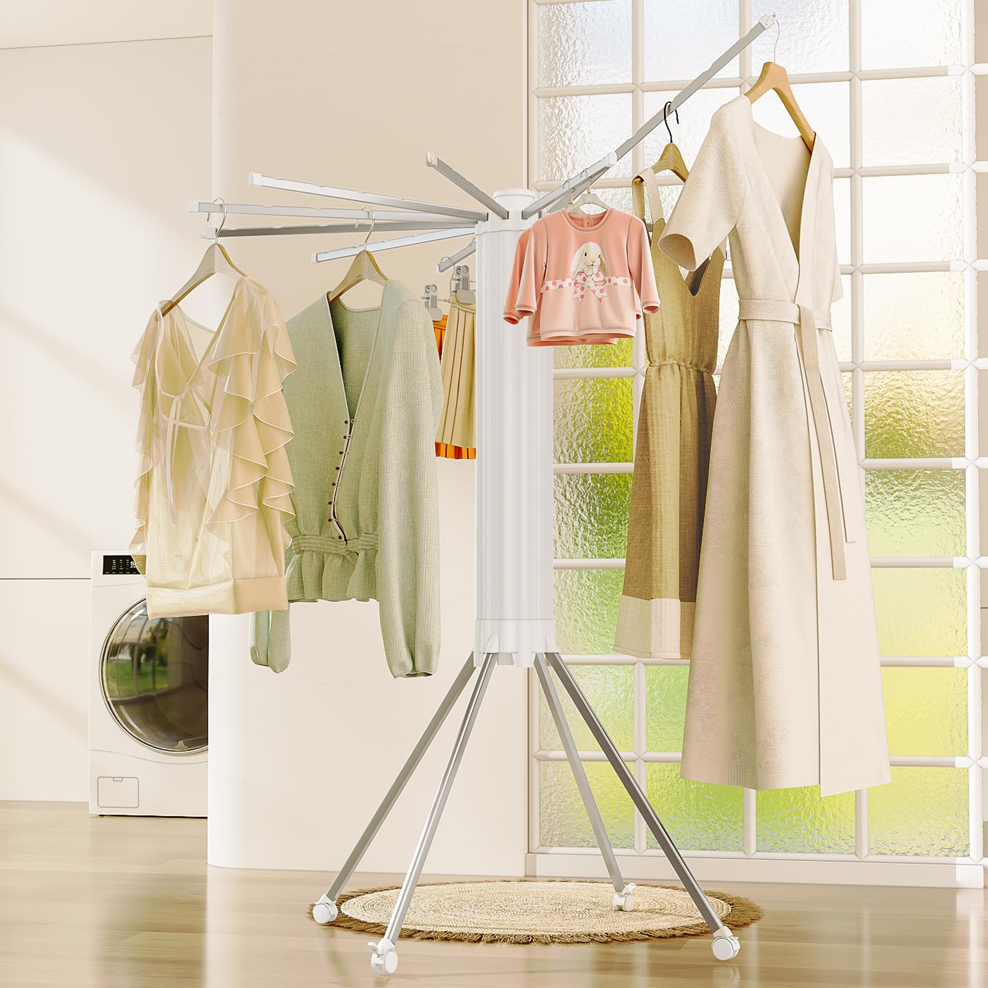 4 Legs Double Layer Clothes Drying Rack