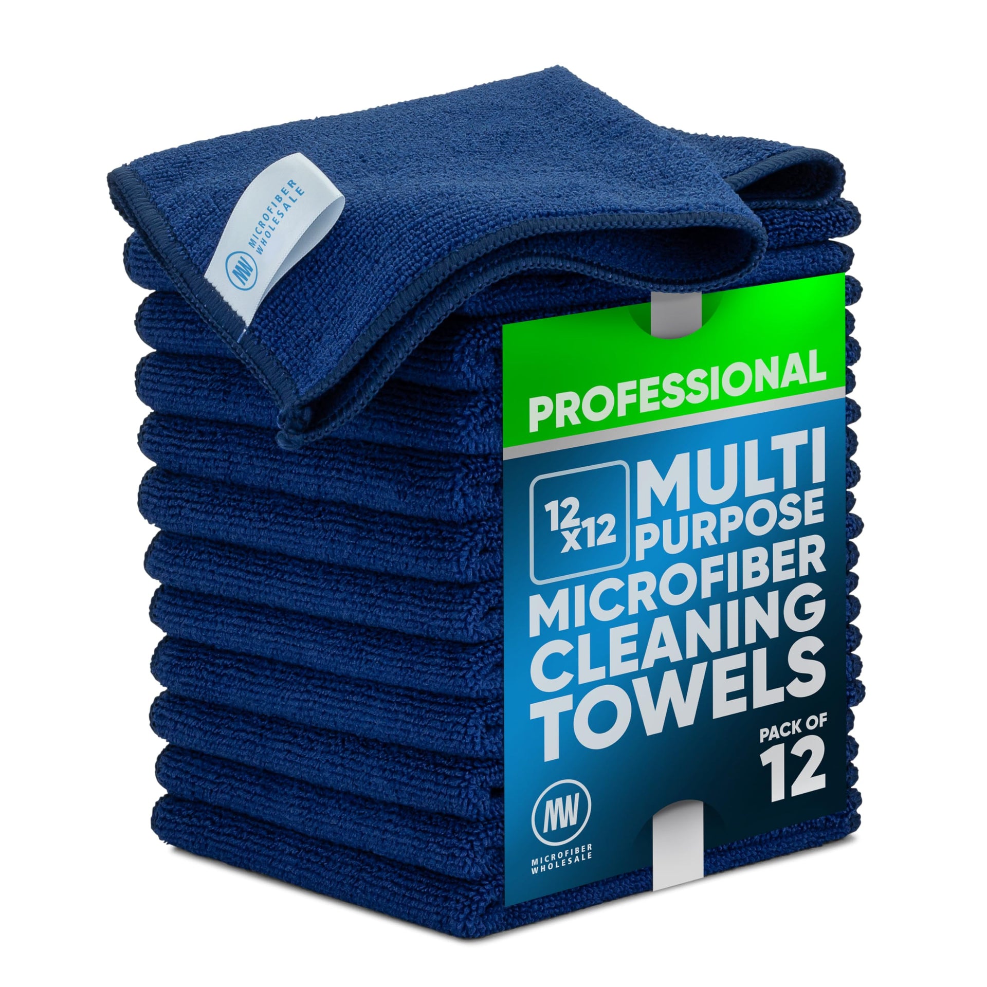 MW PRO Microfiber Cleaning Cloths Dark Blue 12 Pack (12 Count)