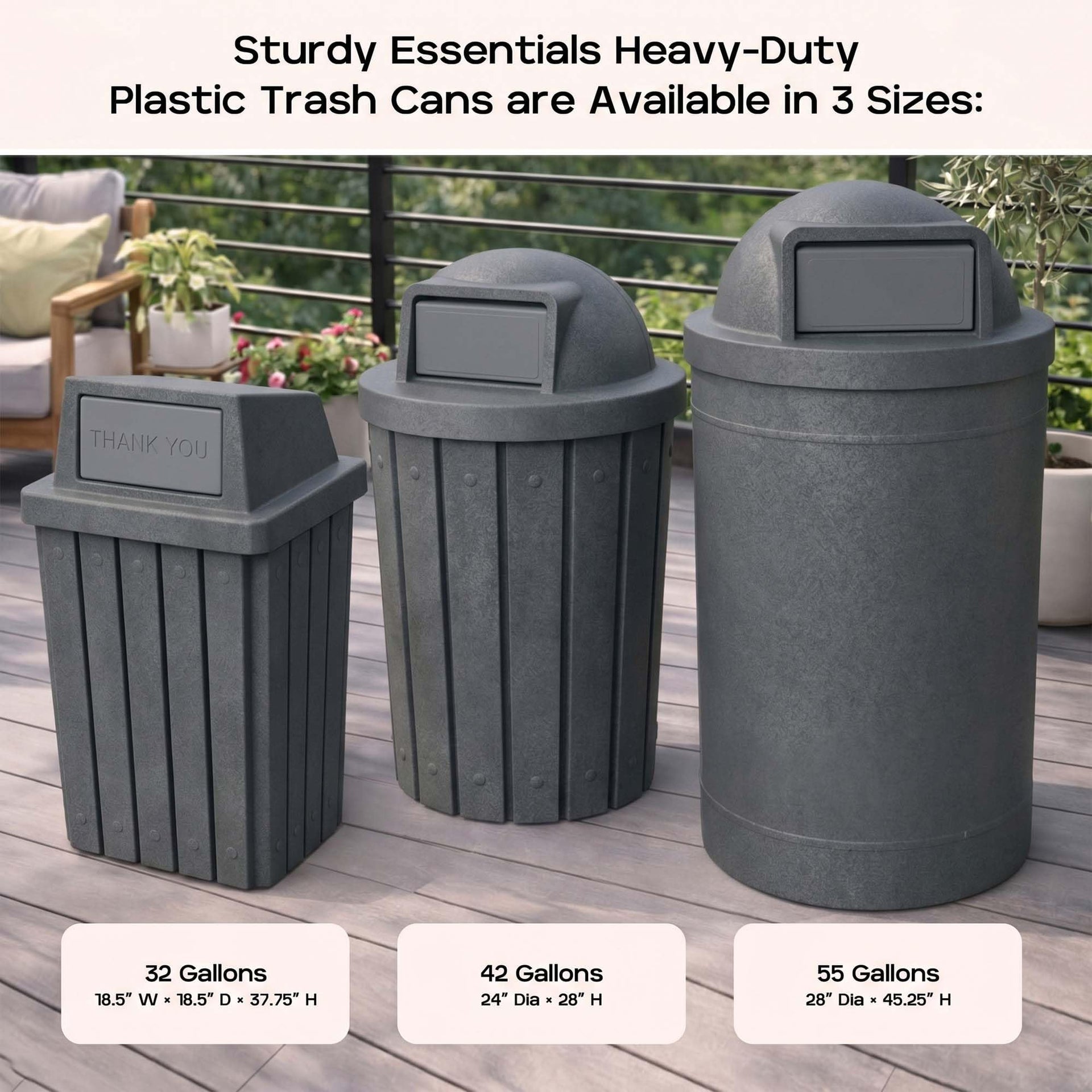 Campus Collection 42 Gallon Commercial Trash Can with Lid
