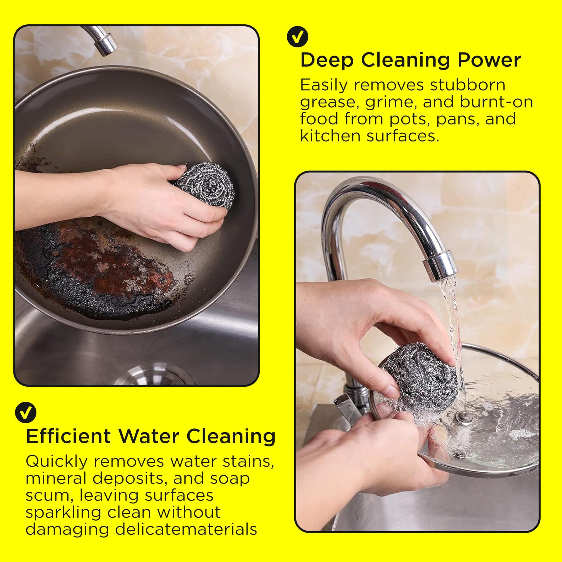 Steel Wool Scrubber Scourer Cleaning (6 Count)