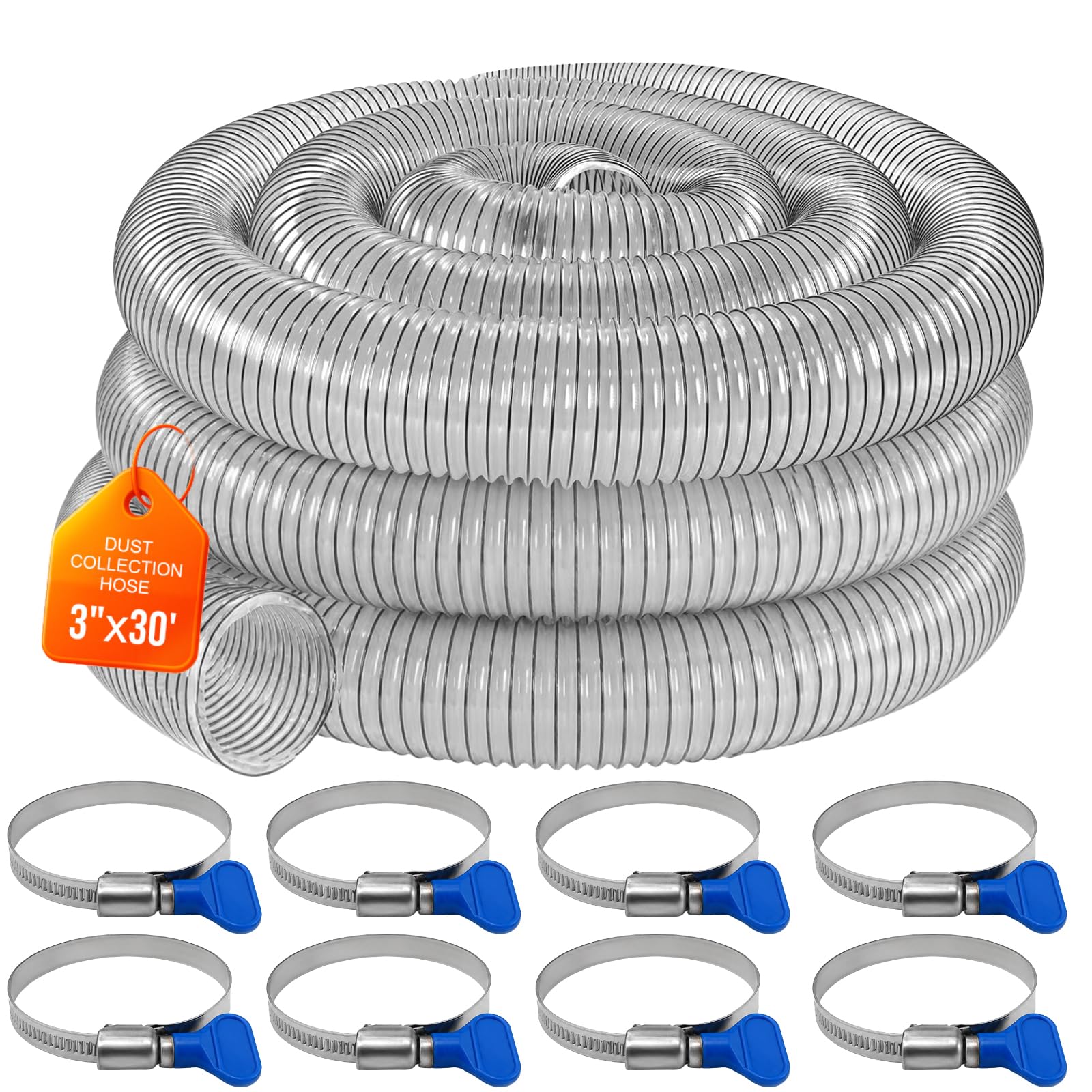 3"x30' Clear PVC Dust Collection Hose