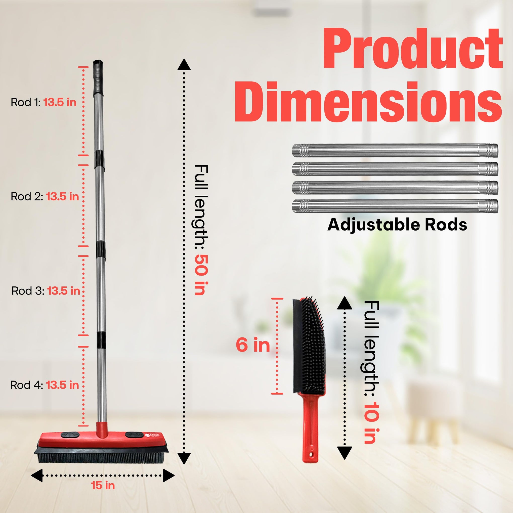 Hybrid Dog Pet Hair Removal Broom with Squeegee