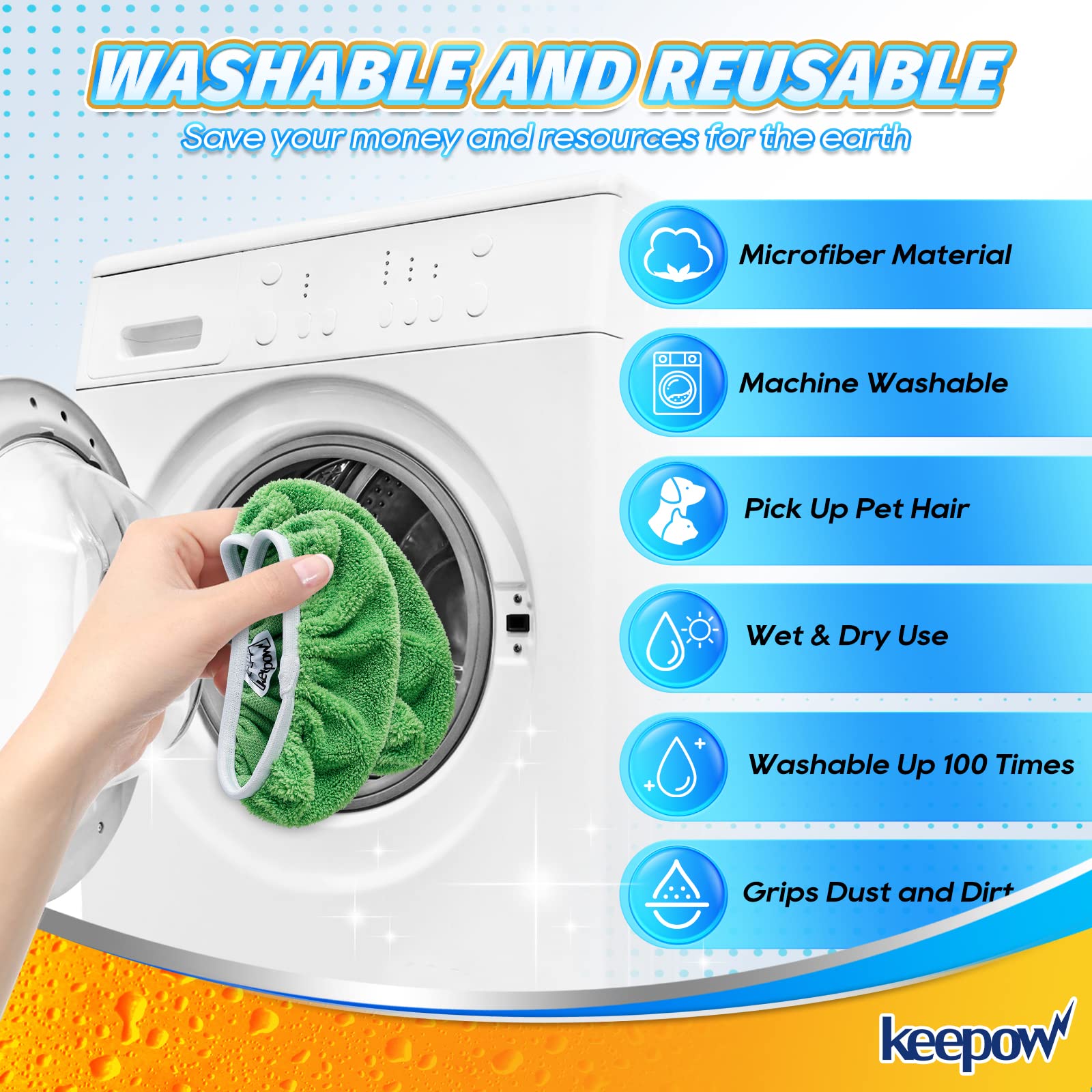 Reusable Wet Pads Compatible with Swiffer Sweeper Mop (16 Count)