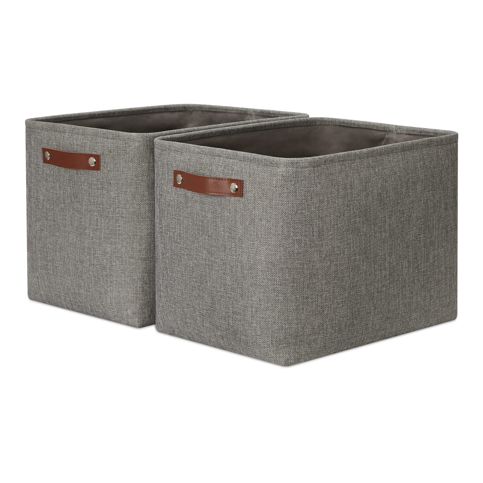 Grey Storage Baskets for Organizing 2 Pack 16"x12"x12" Fabric Shelf Baskets for Gifts Empty Large Storage Organizer for Closet (2 Count)