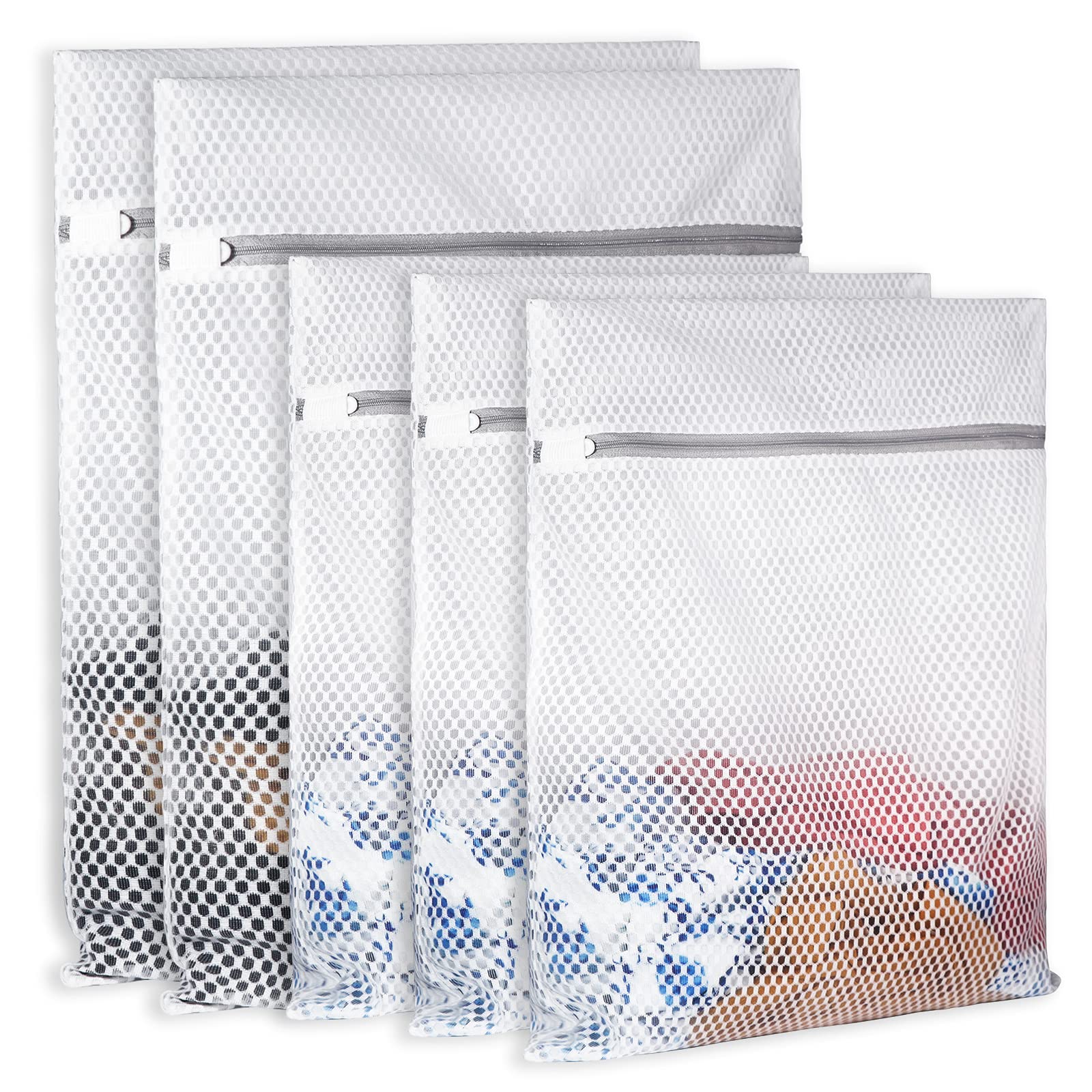 Extra Large Honeycomb Mesh Laundry Bag125gsm Net Fabric Durable and Reusable Delicate Wash Bag (5 Count)