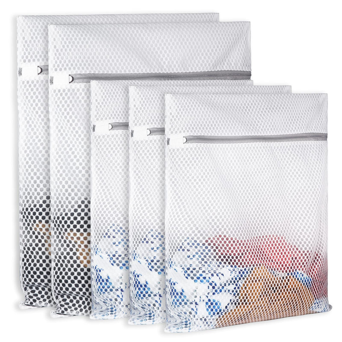 Extra Large Honeycomb Mesh Laundry Bag125gsm Net Fabric Durable and Reusable Delicate Wash Bag (5 Count)