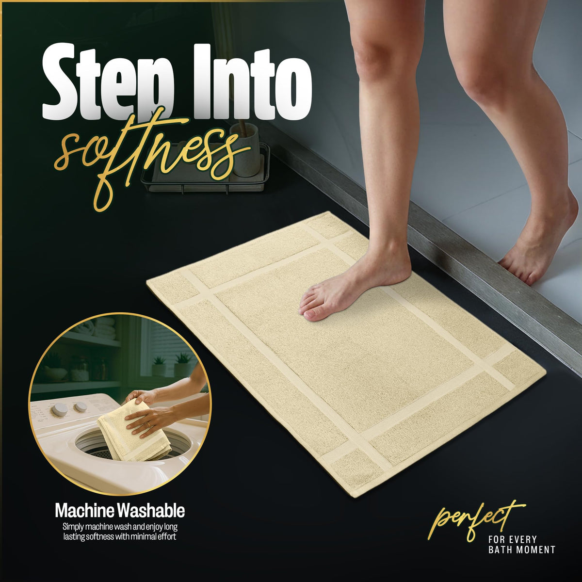 Pack of 2 100% Cotton Bath Mat 20x30 inches (2 Count)