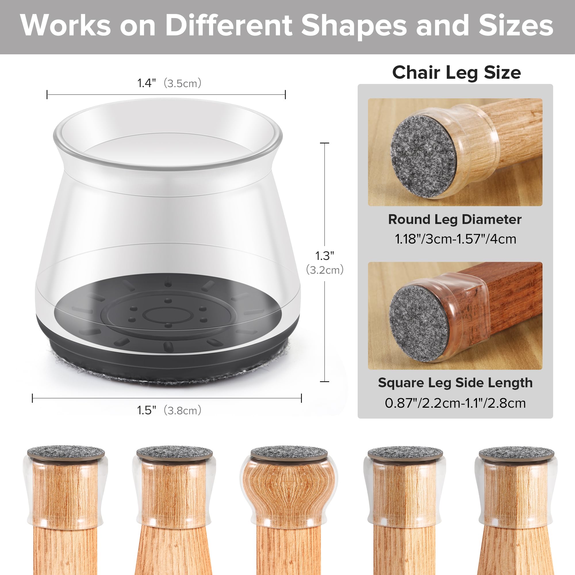 24PCS Upgraded Silicone Chair Leg Floor Protectors for Hardwood Floors (24 Count)