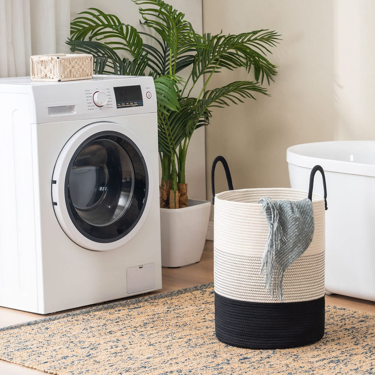 Woven Rope Laundry Hamper Basket by YOUDENOVA - ModHome Supplies