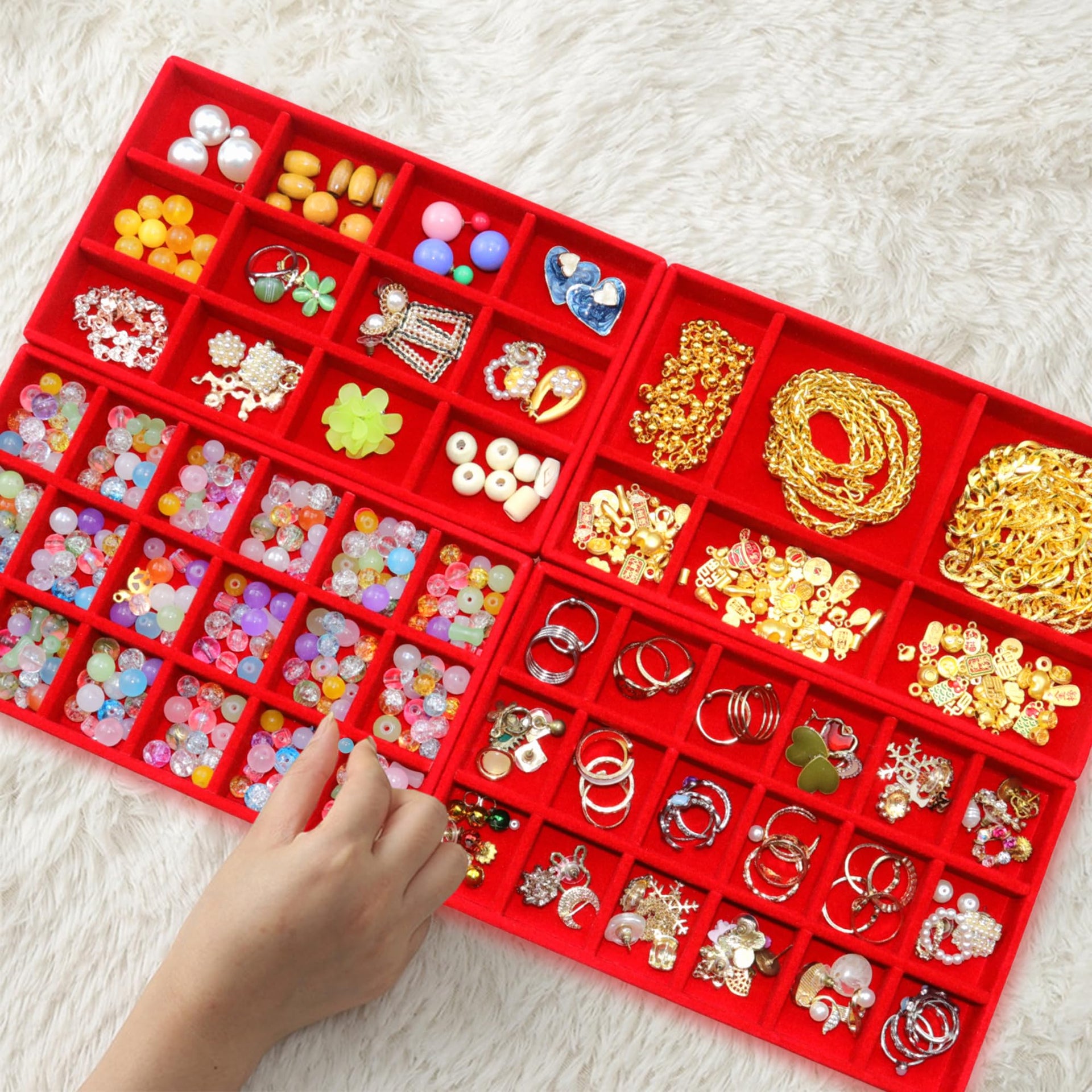 Earring Organizer Stackable Jewelry Storage Box Jewelry Drawer Organizer Removable Display Tray Organizer for Necklace Earring Ring (8 Count)