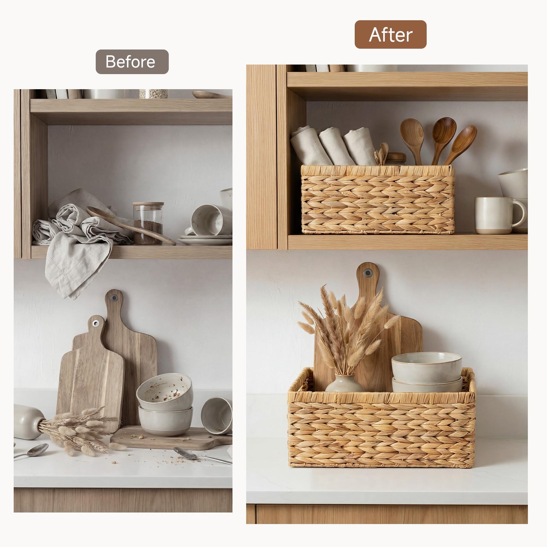 Wicker Storage Baskets for Shelves (2 Count)