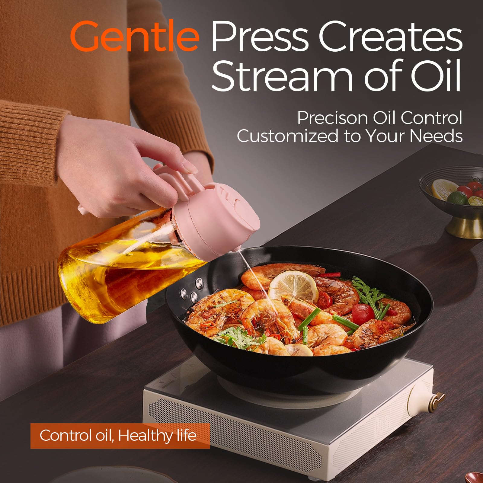 16oz 470ml Glass Olive Oil Sprayer for Cooking with Stickers