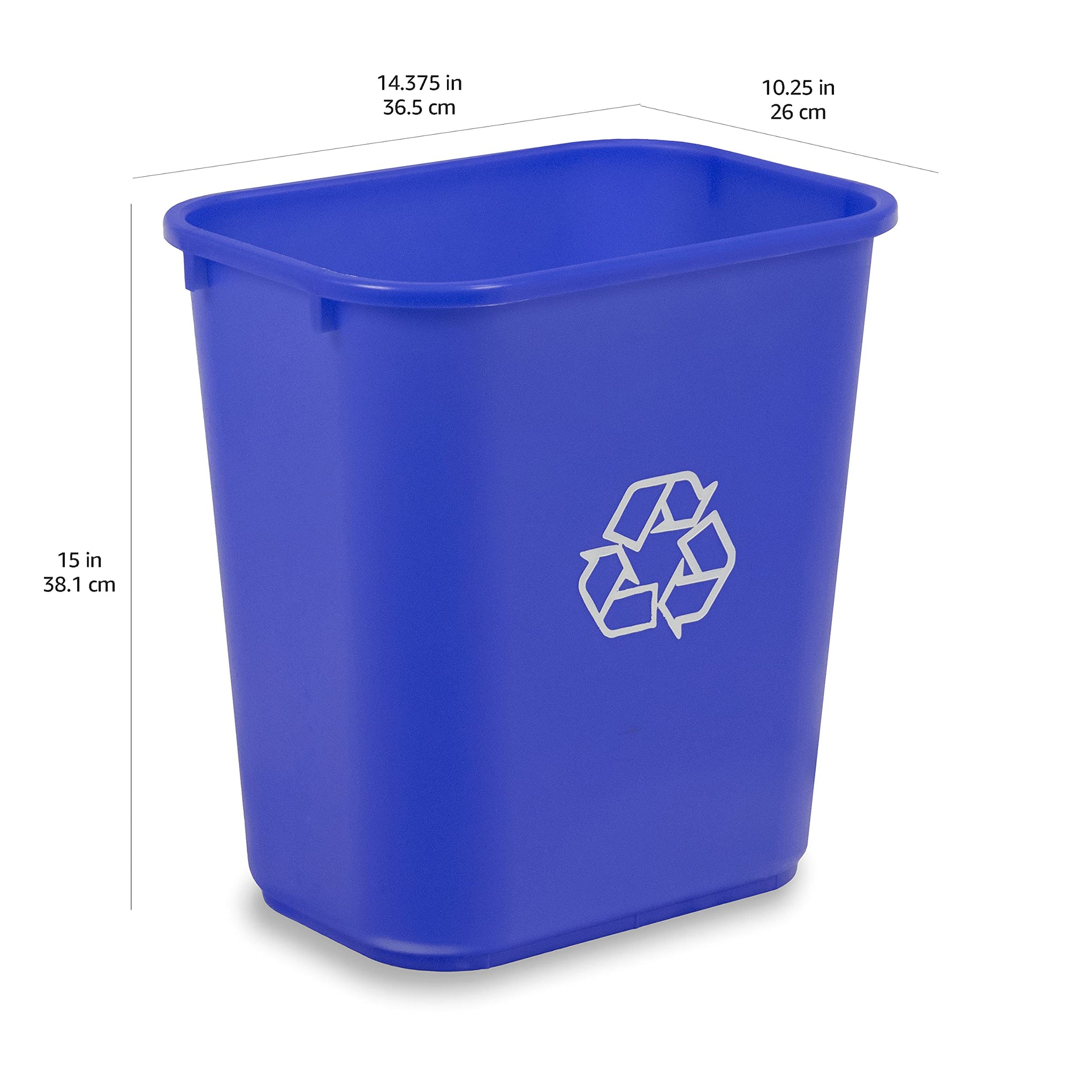 Rectangular Commercial Office Recycling Wastebasket with Recycle Logo (2 Count)