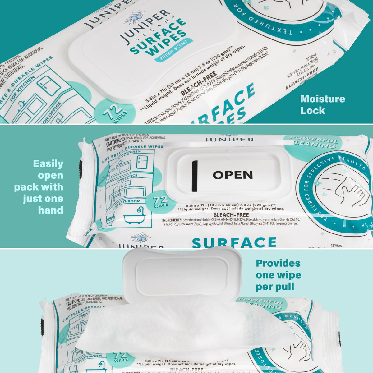 1 Pack Surface Cleaning Wipes Bleach Free (72 Count) - ModHome Supplies