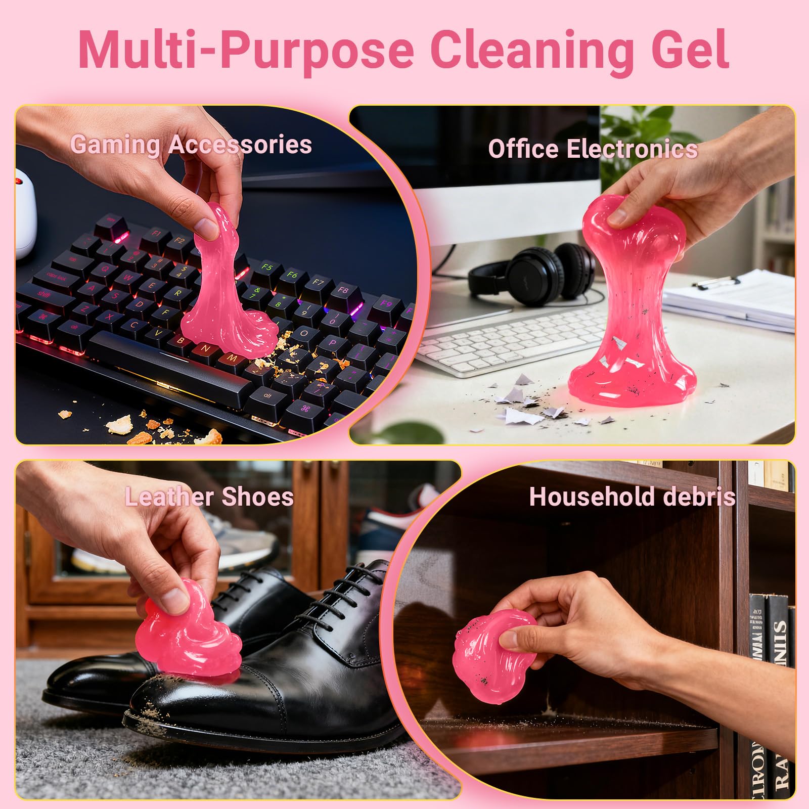 2Pack Car Cleaning Gel Reusable Detailing Kit Slime Cleaner Pink (2 Count)