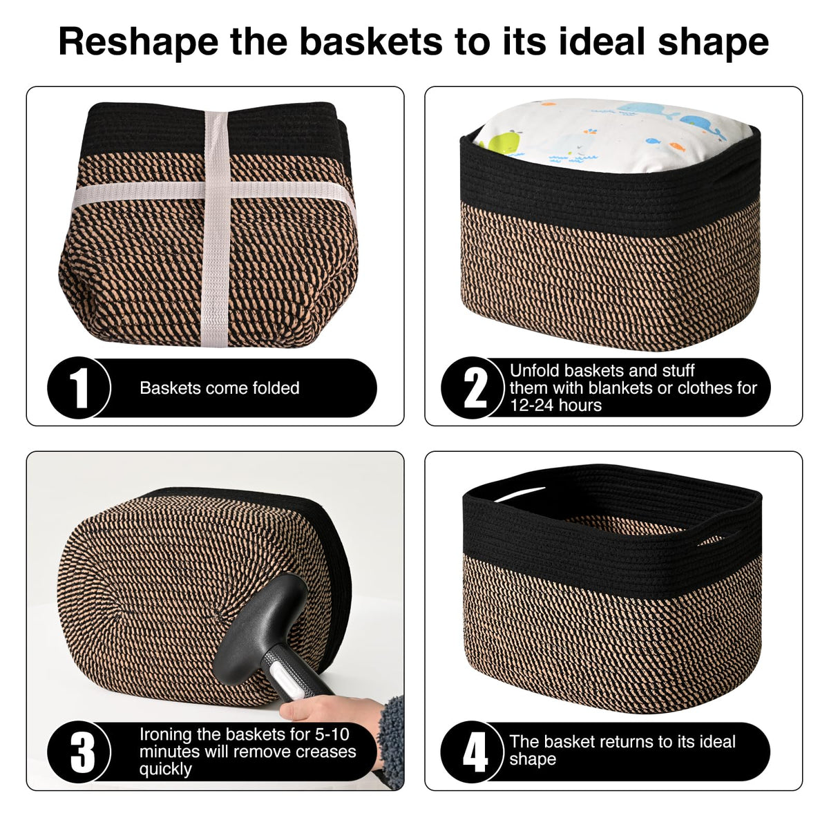 Storage Baskets for Shelves Organizing (4 Count)