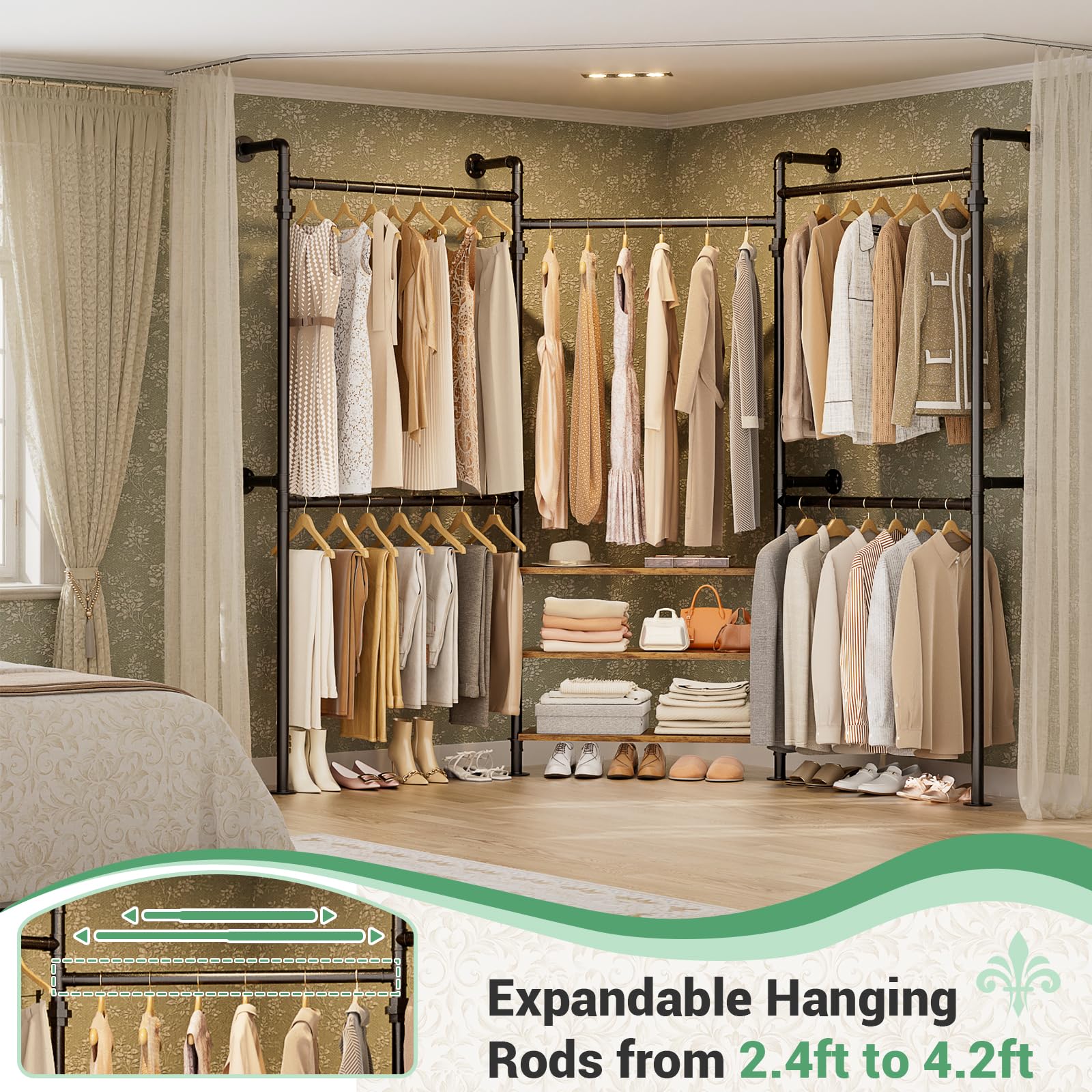 Expandable Industrial Pipe Clothing Rack