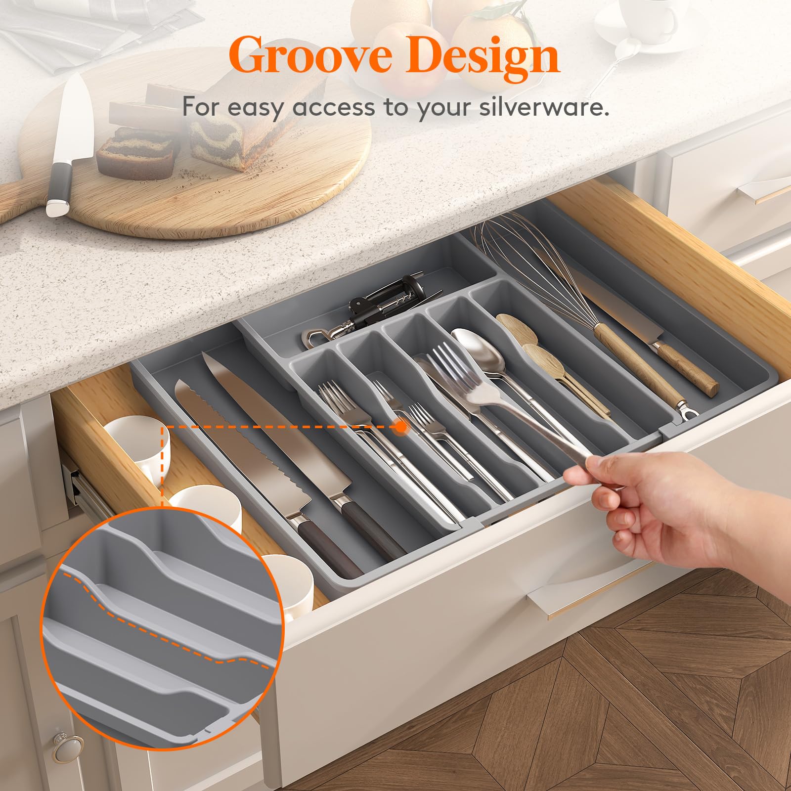 Extra Large Silverware Drawer Organizer