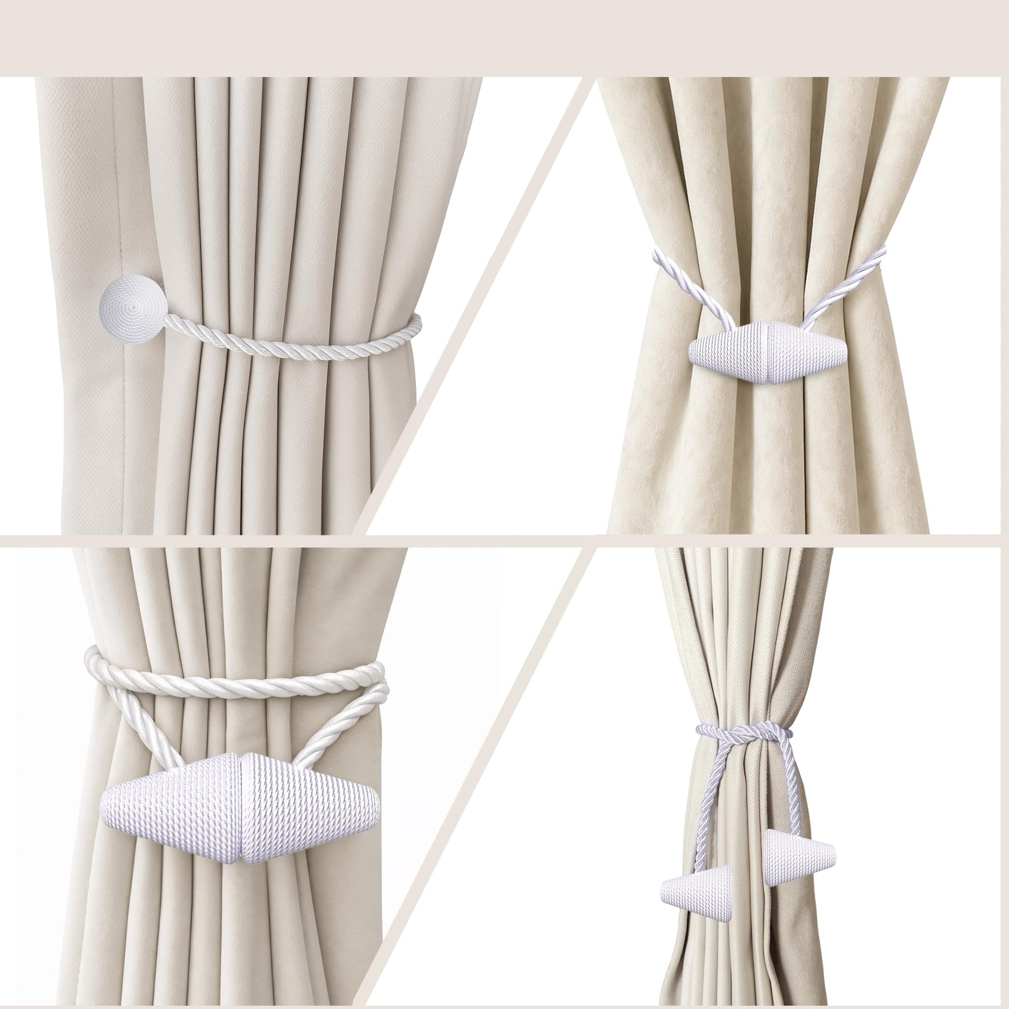 Magnetic Curtain Tiebacks White 2pcs (2 Count)