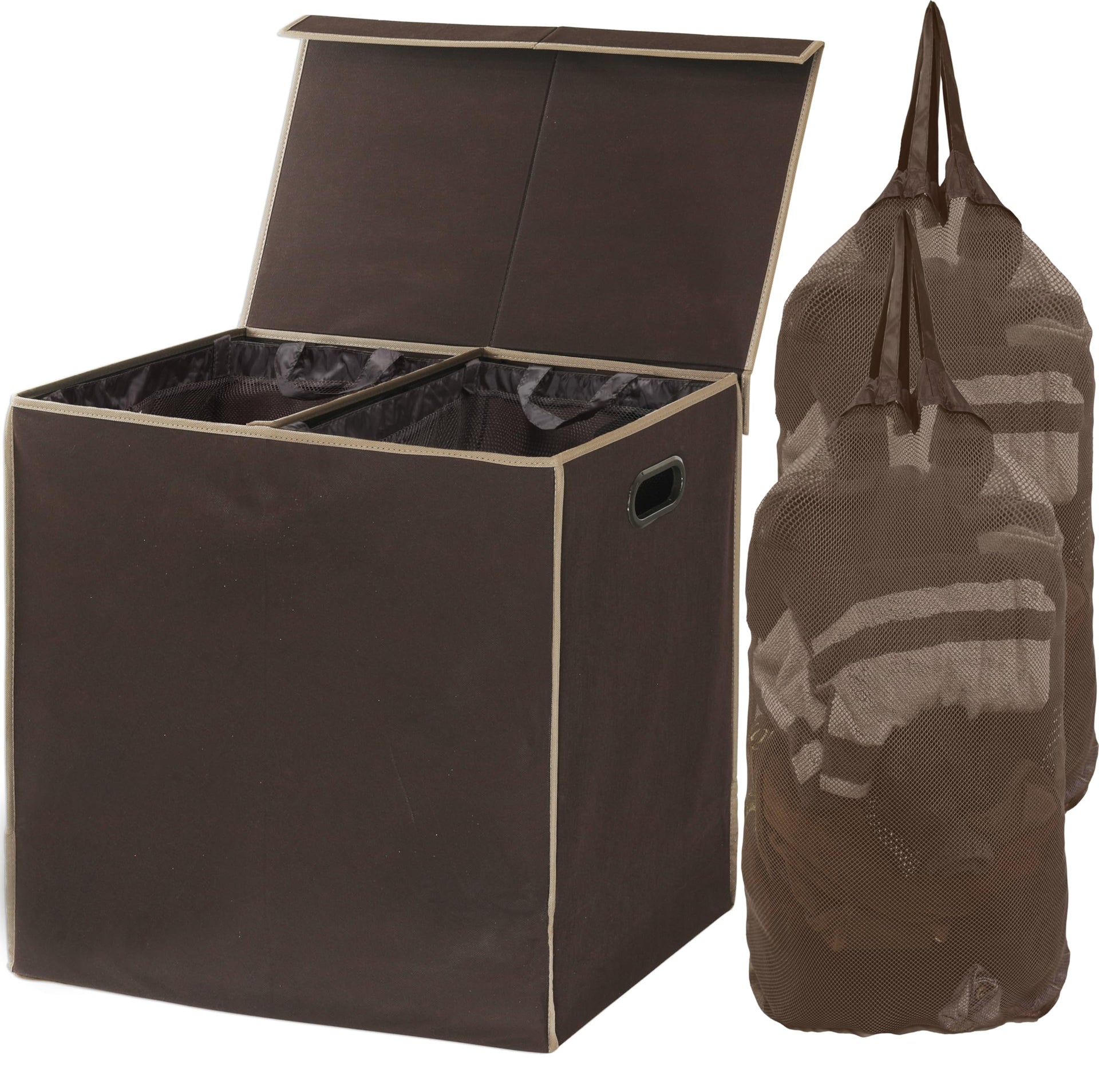 Double Laundry Hamper with Lid & Removable Bags