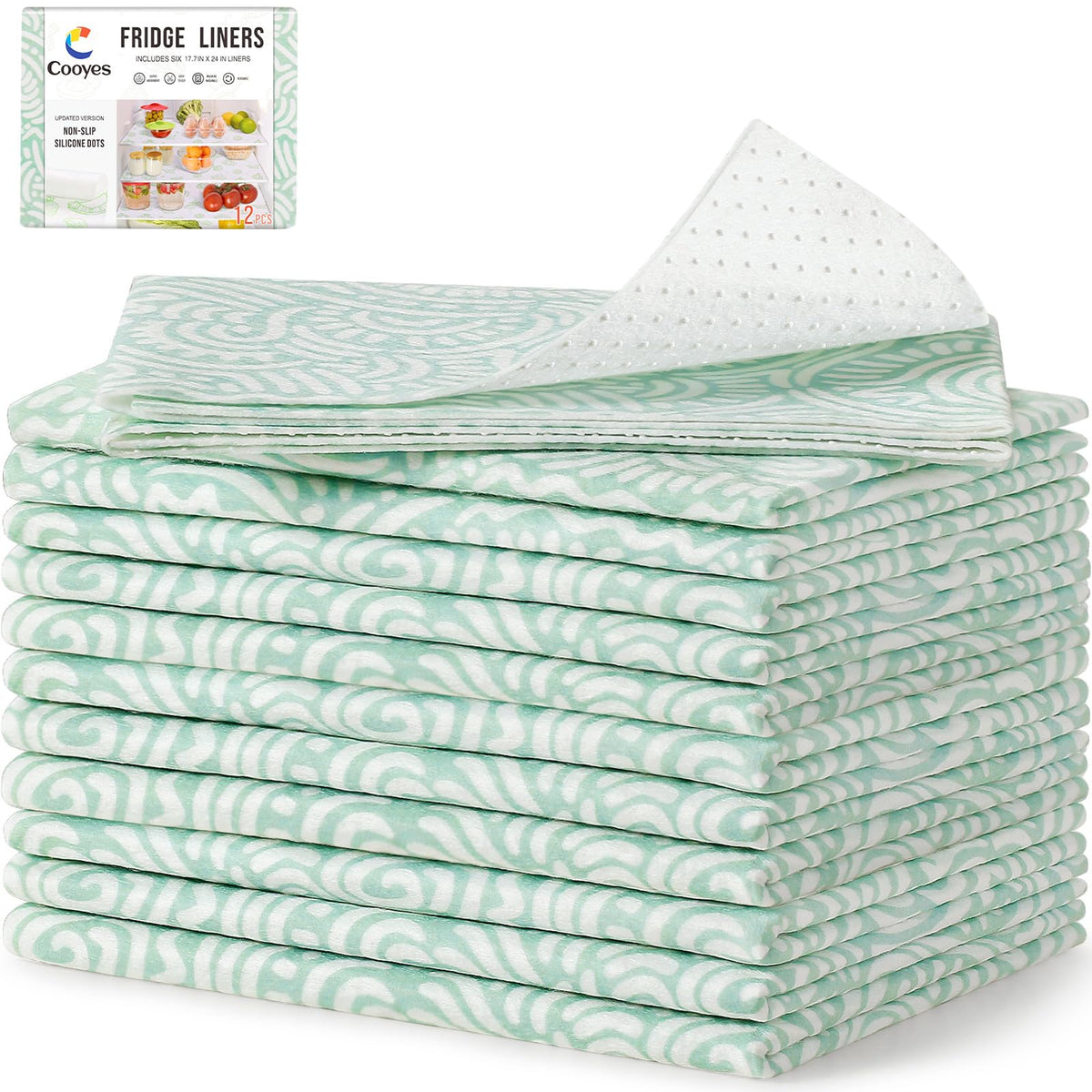 12 Pack Refrigerator Shelf Liners for French Door Fridge