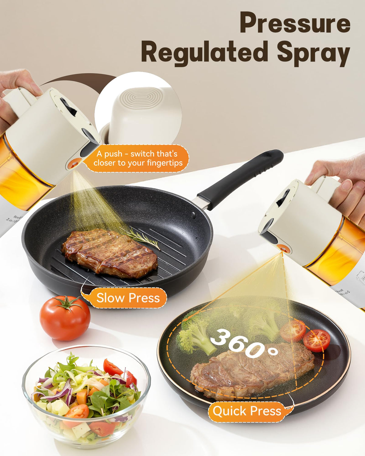 Olive Oil Sprayer & Dispenser Bottle for Cooking 17oz Dark Glass Oil Mister