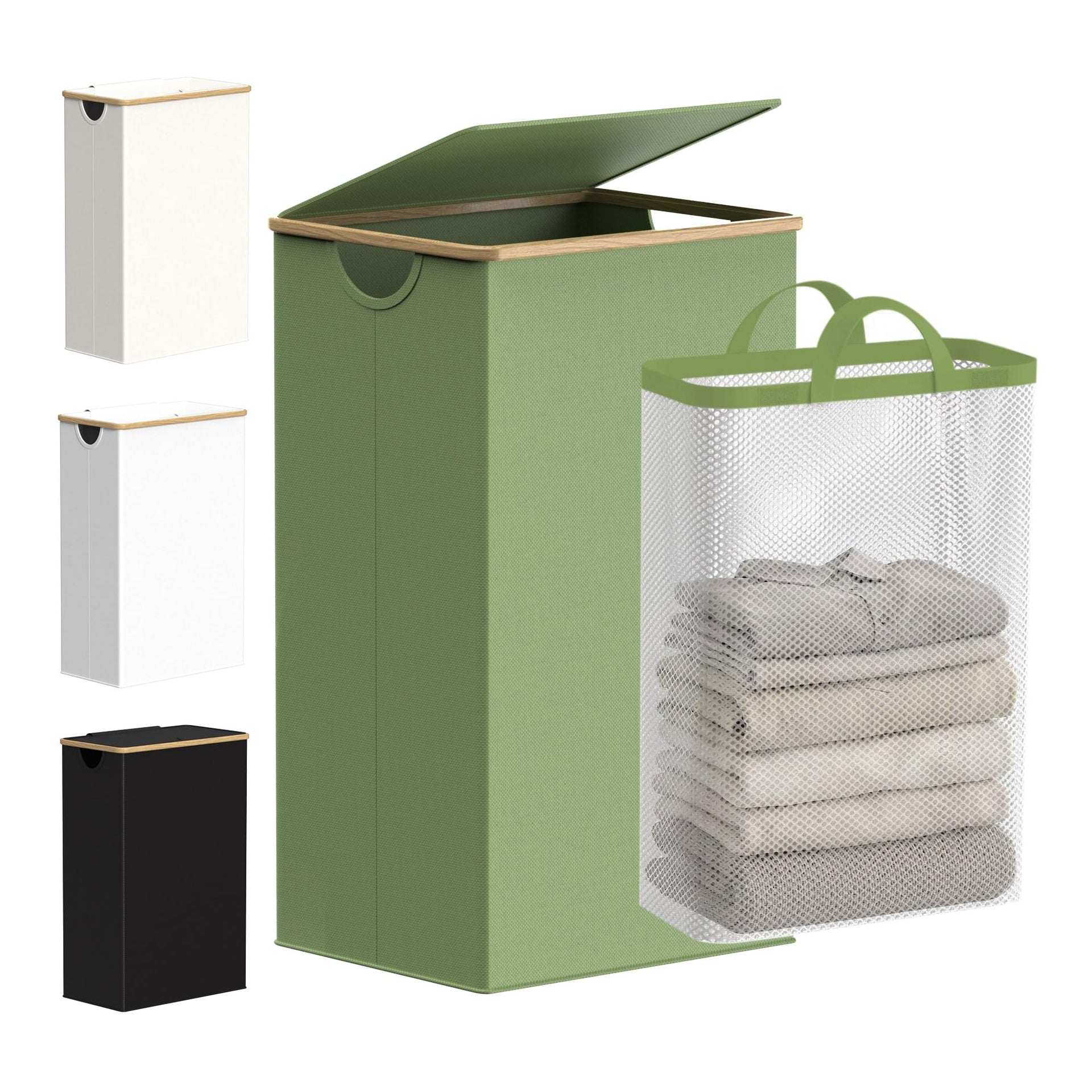 26 Gal Laundry Basket with Lid and Net Bag