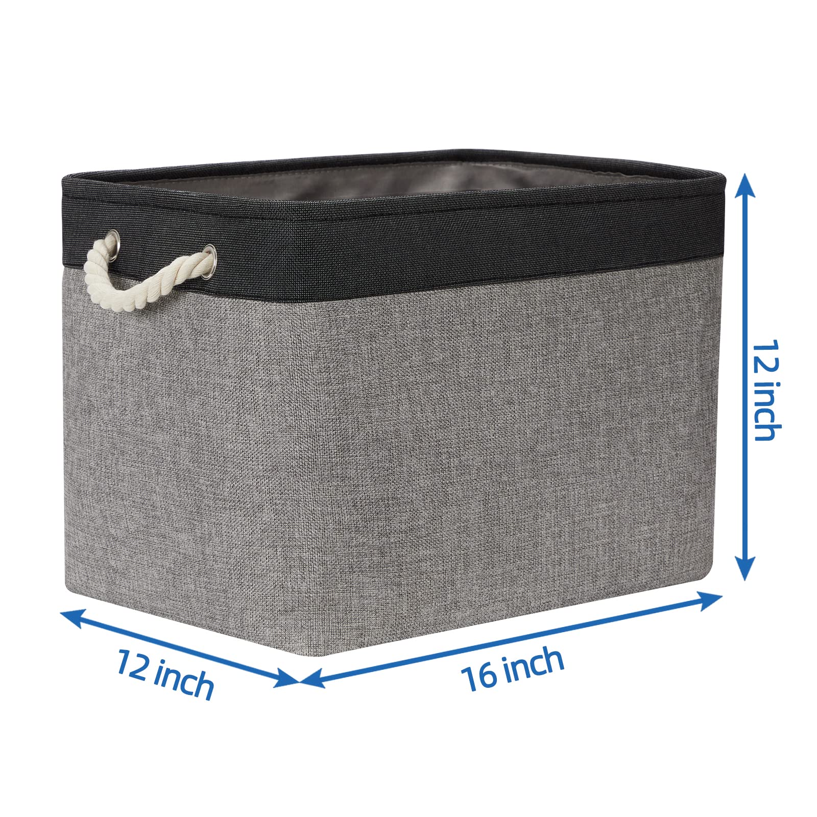 Large Storage Baskets 2 Pack Cloth Basket for Shelves Collapsible Decorative Storage Organizer Baskets Canvas Storage Bins with Handles for Home