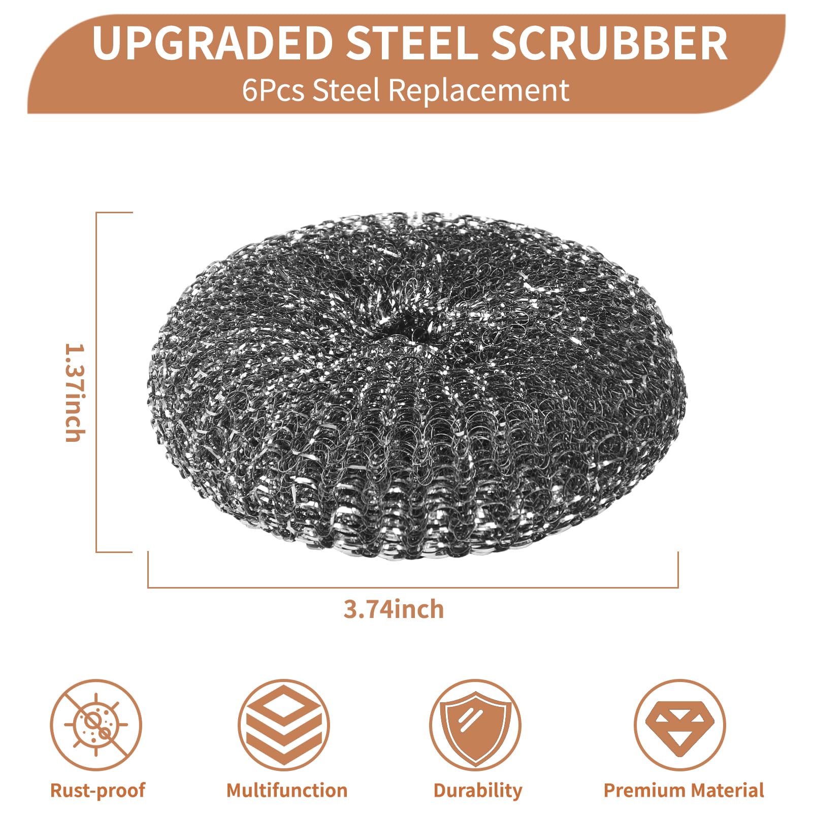 6PCS Steel Wool Scrubber Sponge Set (6 Count) - ModHome Supplies