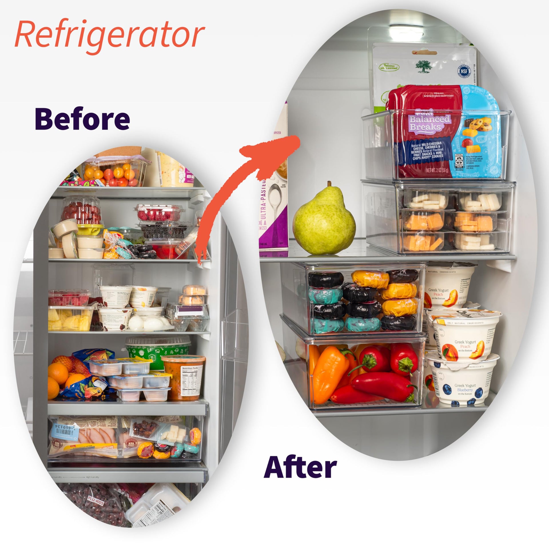 Pantry Organization and Storage Bins with Removable Dividers & Lids (4 Count)