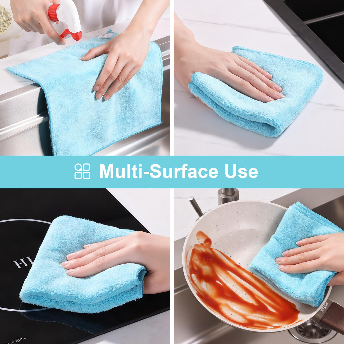 Microfiber Cleaning Cloths Cyan (18 Count)