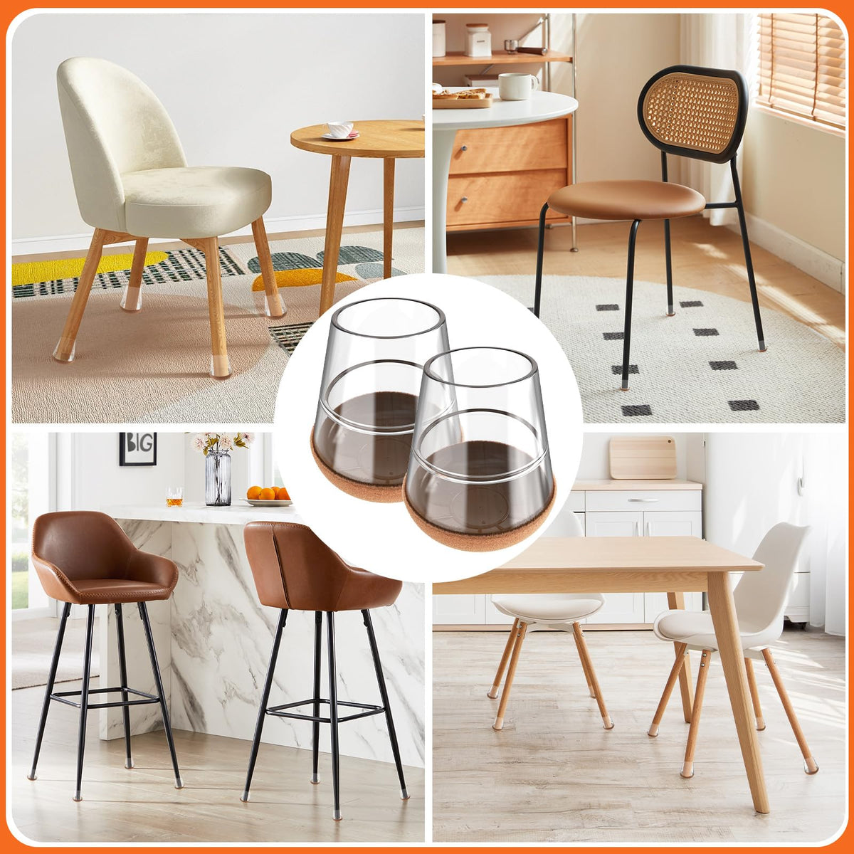 Round Chair Leg Floor Protectors for Hardwood Floors Small 24pcs (24 Count)