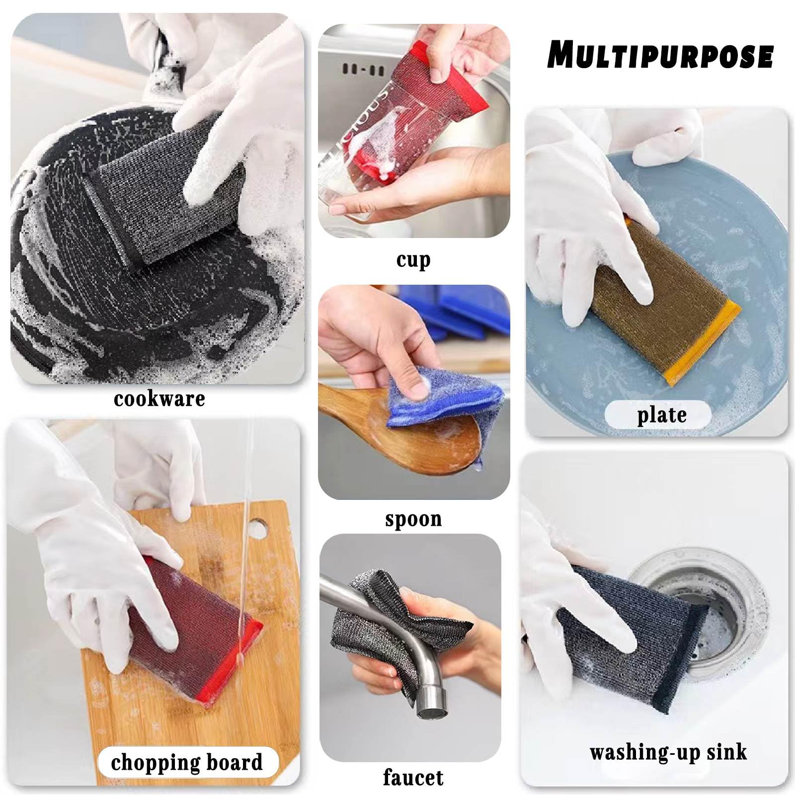 Steel Wool Scrubber Dish Sponges (6 Count)