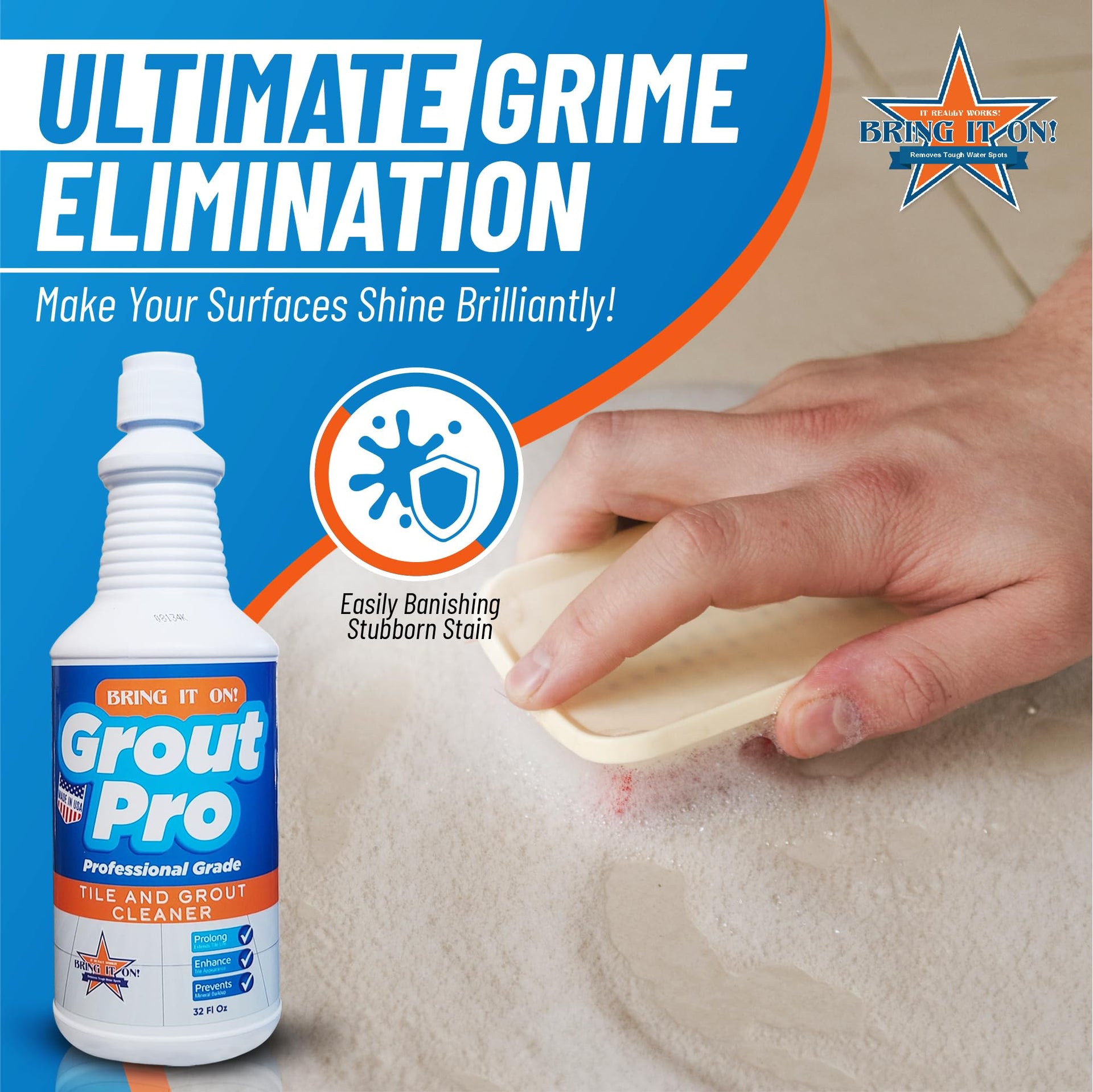 Bring It On Grout Cleaner Pro with Grout Cleaning Brush (32 Fl Oz)