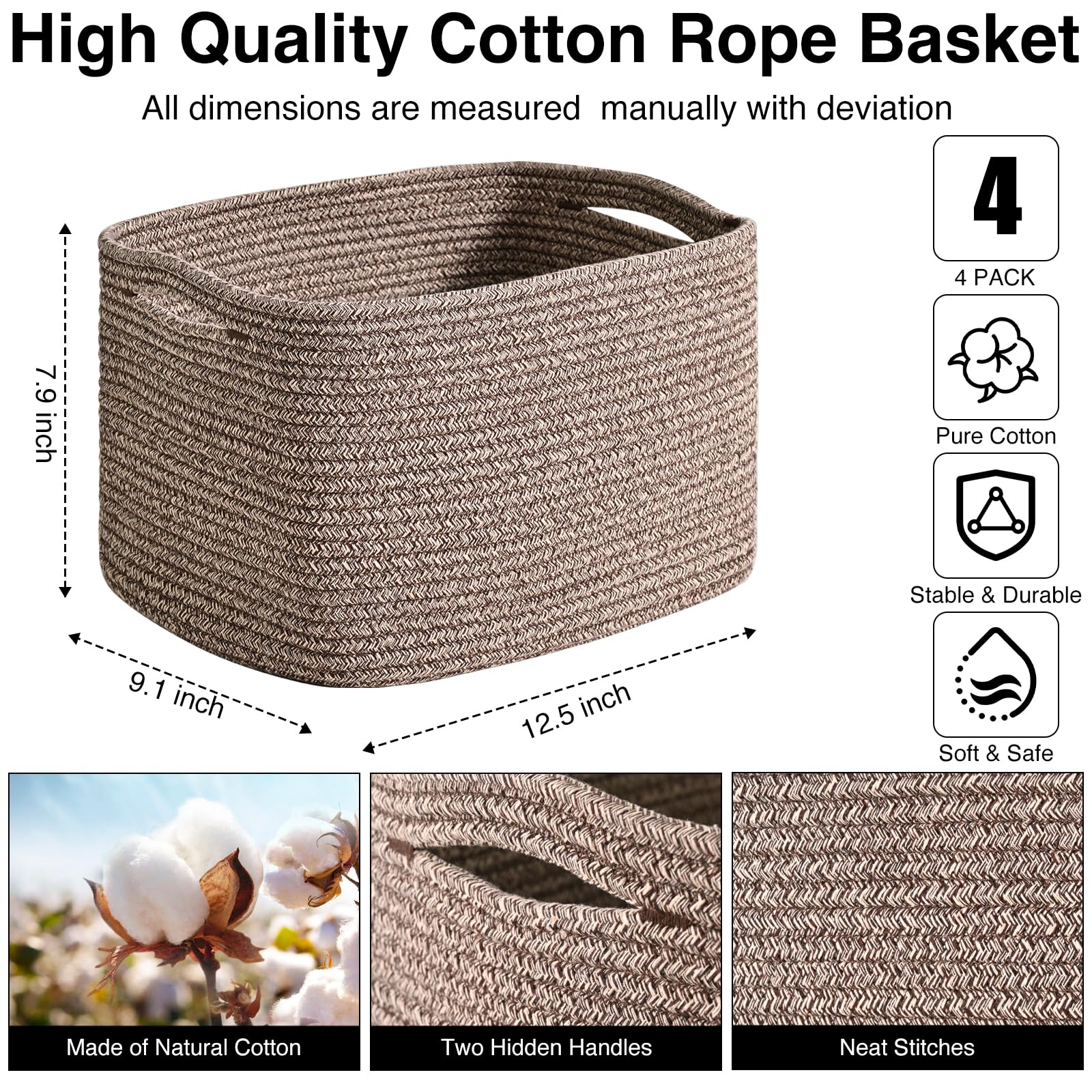 Storage Baskets for Shelves Organizing (4 Count)