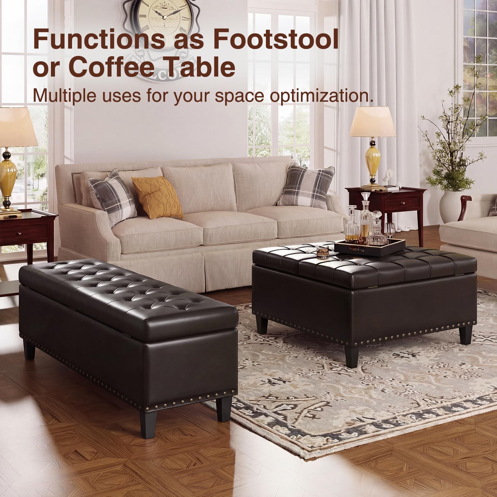 51 Inch Storage Ottoman Bench