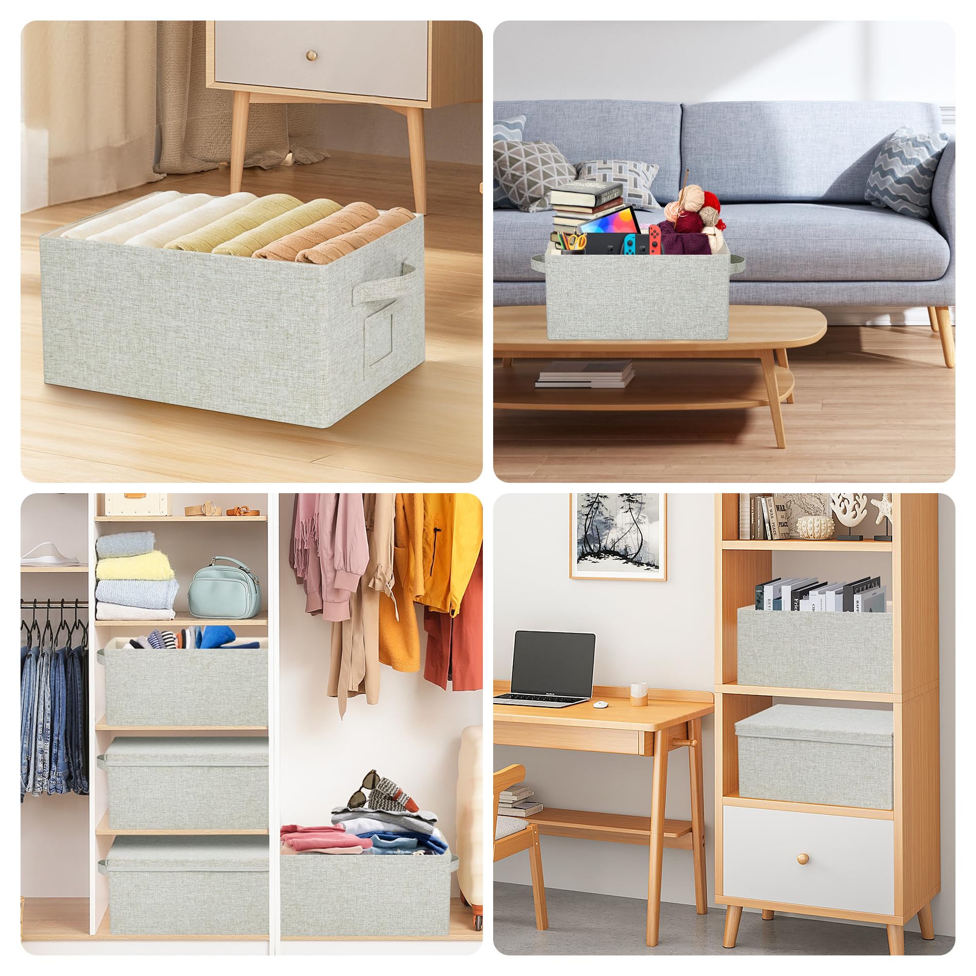 Storage Bins With Lids Closet Organizer Cabinet Box For Clothes (2 Count)