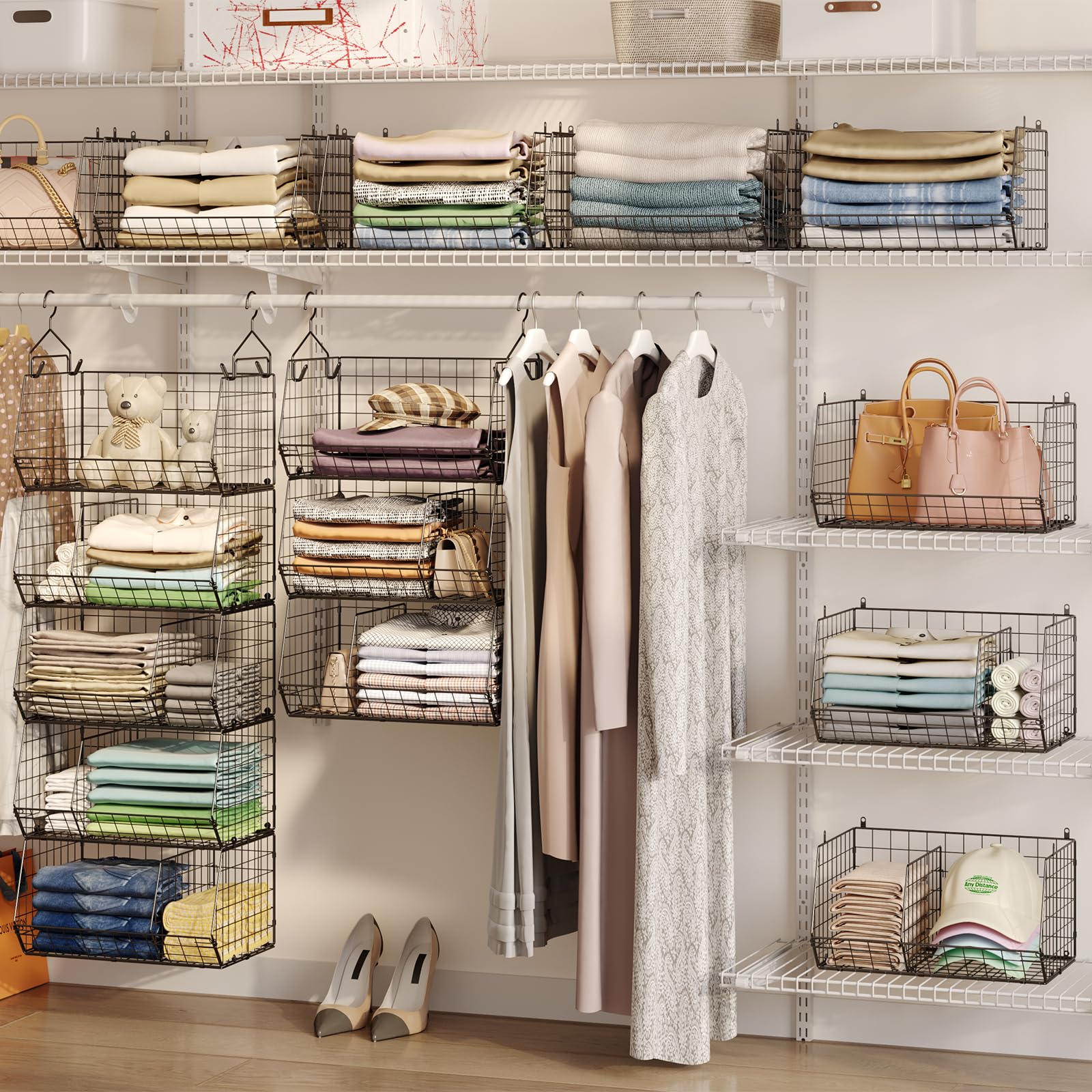 5 Tier Extra Large Closet Hanging Organizer with 5 Dividers (5 Count)