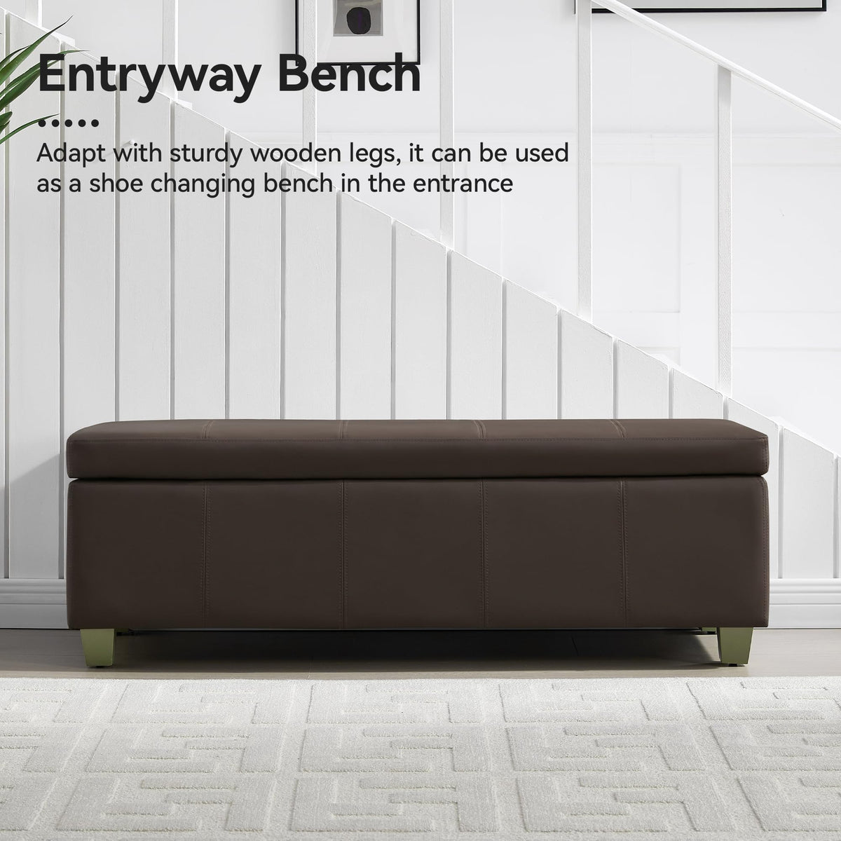 51" Faux Leather Storage Ottoman