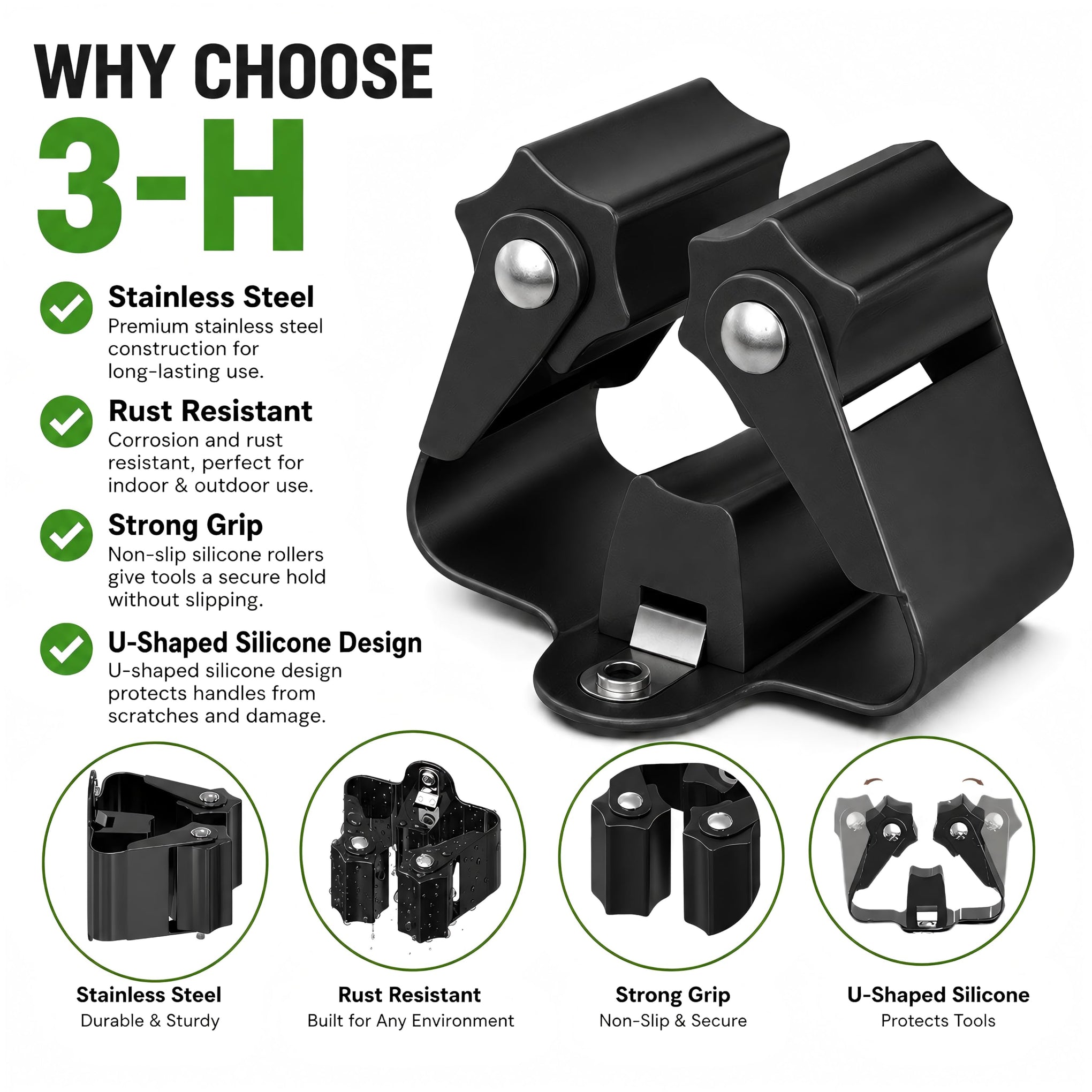 Broom Holder Wall Mount 4 Pack (4 Count)