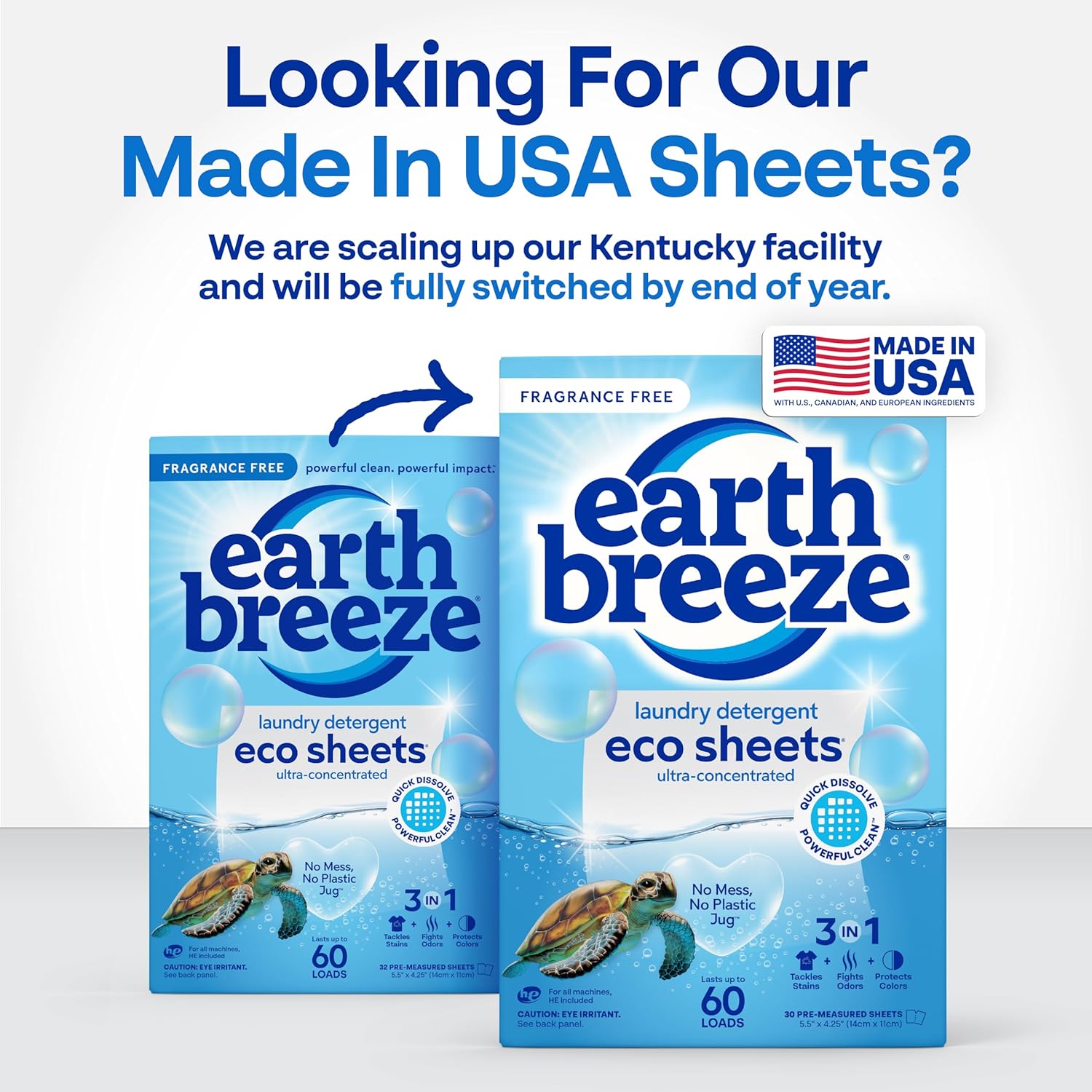 Earth Breeze Laundry Detergent Sheets Fragrance-Free - 60 Loads Eco Liquidless Soap - Travel-Friendly for Hot & Cold Cycles, Tackles Tough Stains & Odors - Gentle on Sensitive Skin, 30 Ct - ModHome Supplies