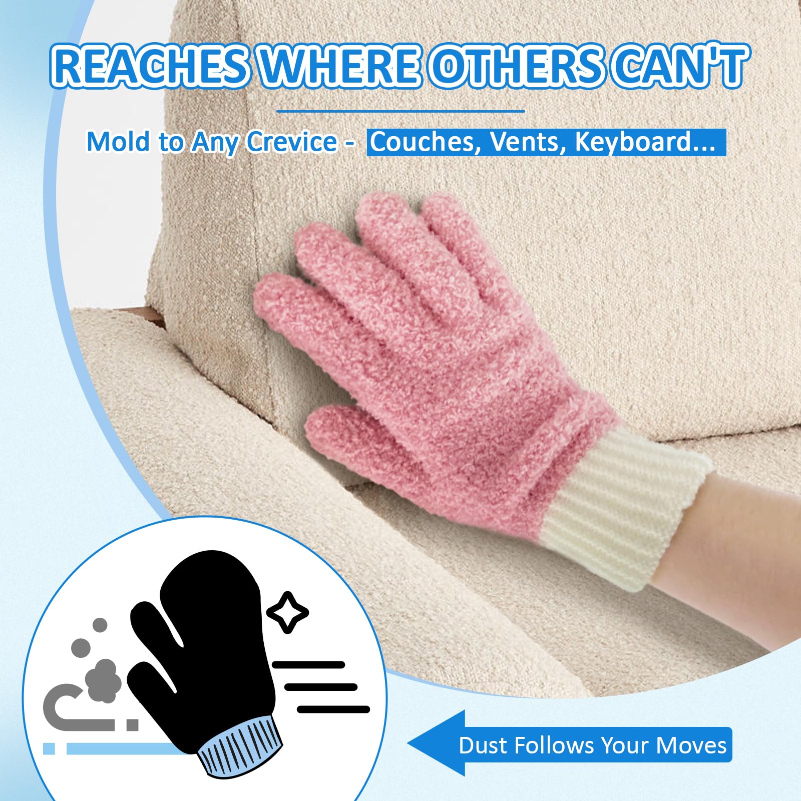 Microfiber Dusting Gloves House Cleaning Glove for Blinds (4 Count)