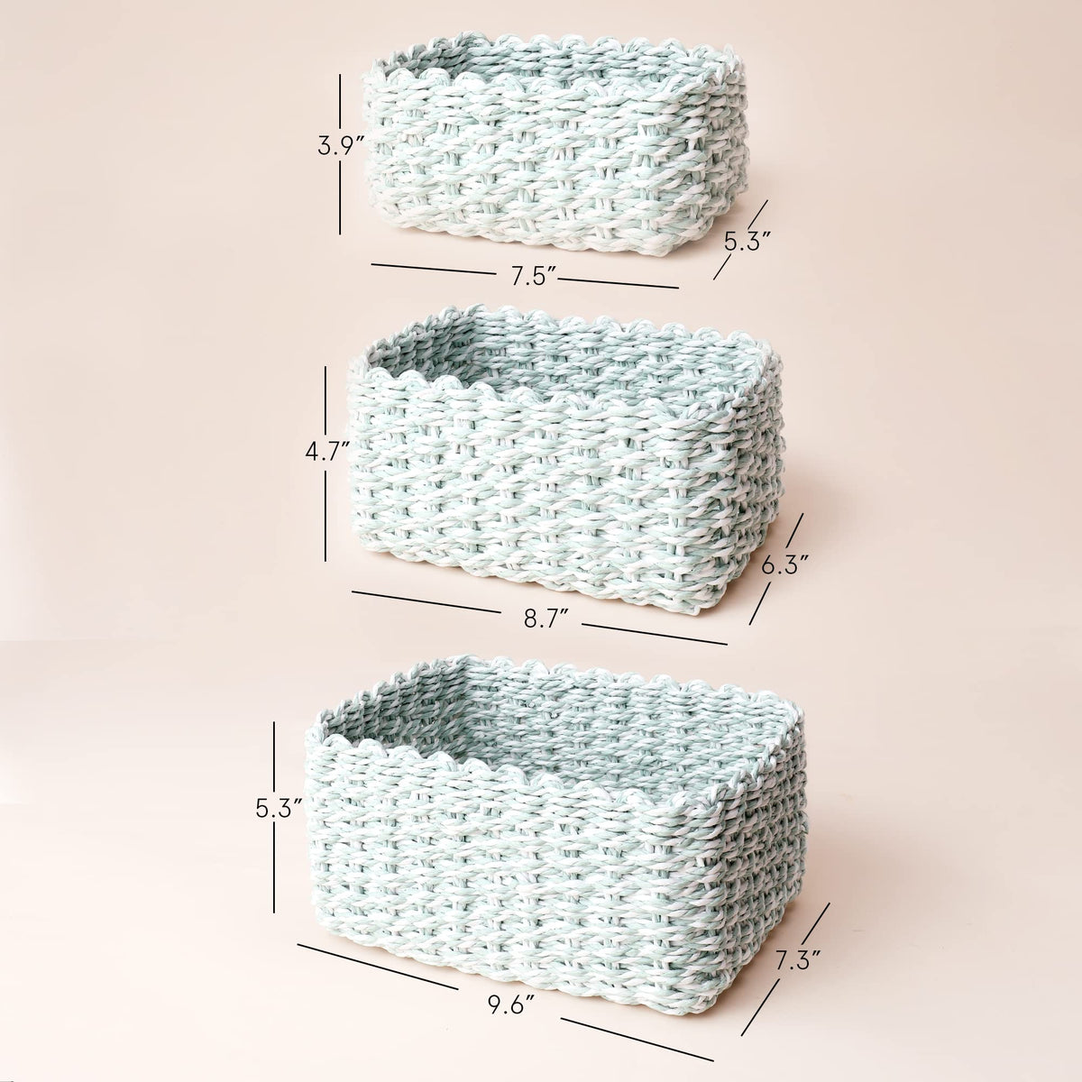 Paper Rope Storage Baskets for Organizing (3 Count)