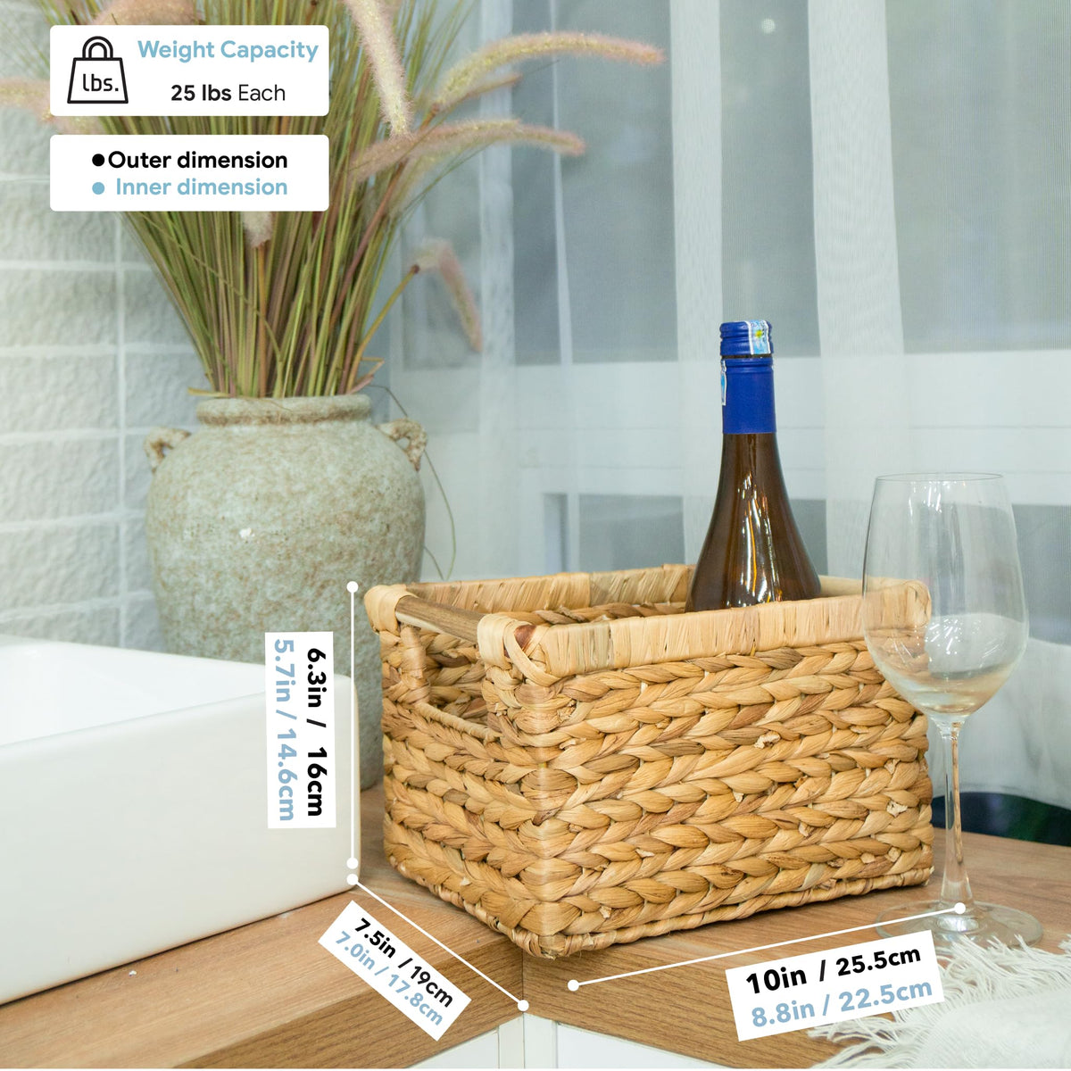Small Wicker Baskets for Organizing Bathroom (3 Count)