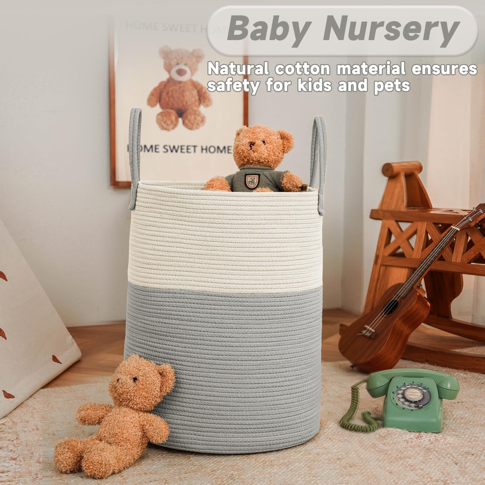 100L Cotton Rope Laundry Basket Hamper