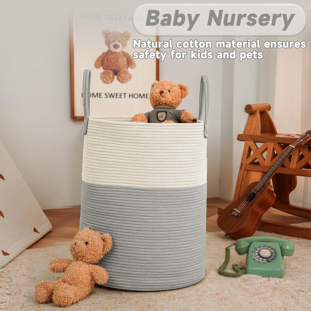 100L Cotton Rope Laundry Basket Hamper