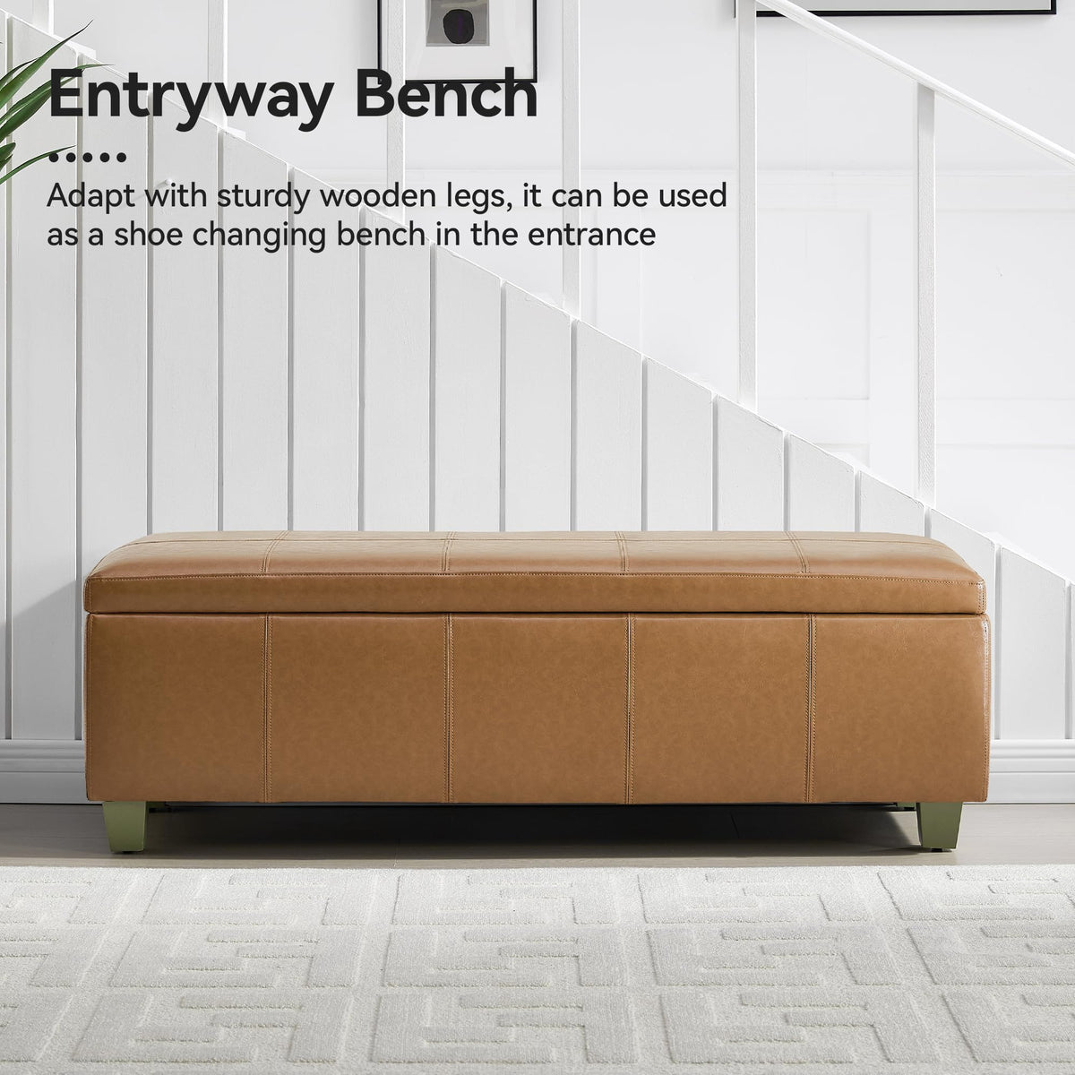 51" Faux Leather Storage Ottoman