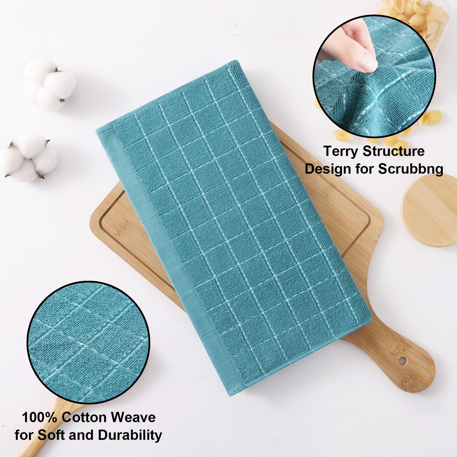 100% Cotton Terry Kitchen Dish Cloths (8 Count)